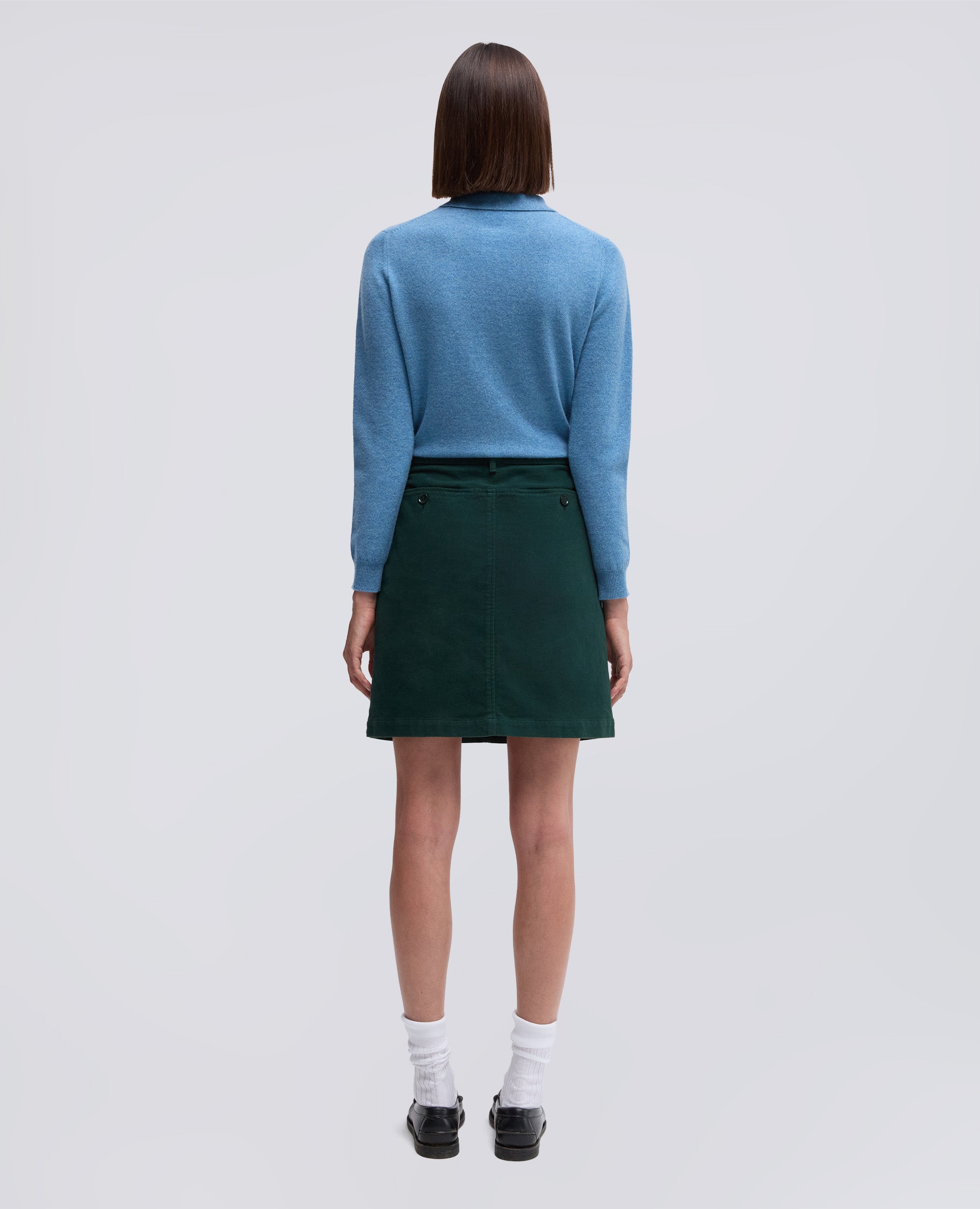 MINIGONNA IN FUSTAGNO STRETCH-VERDE INGLESE-BRITISH RACING GREEN-VERDE INGLES-ENGLISCHES GRUN-VERT ANGLAIS