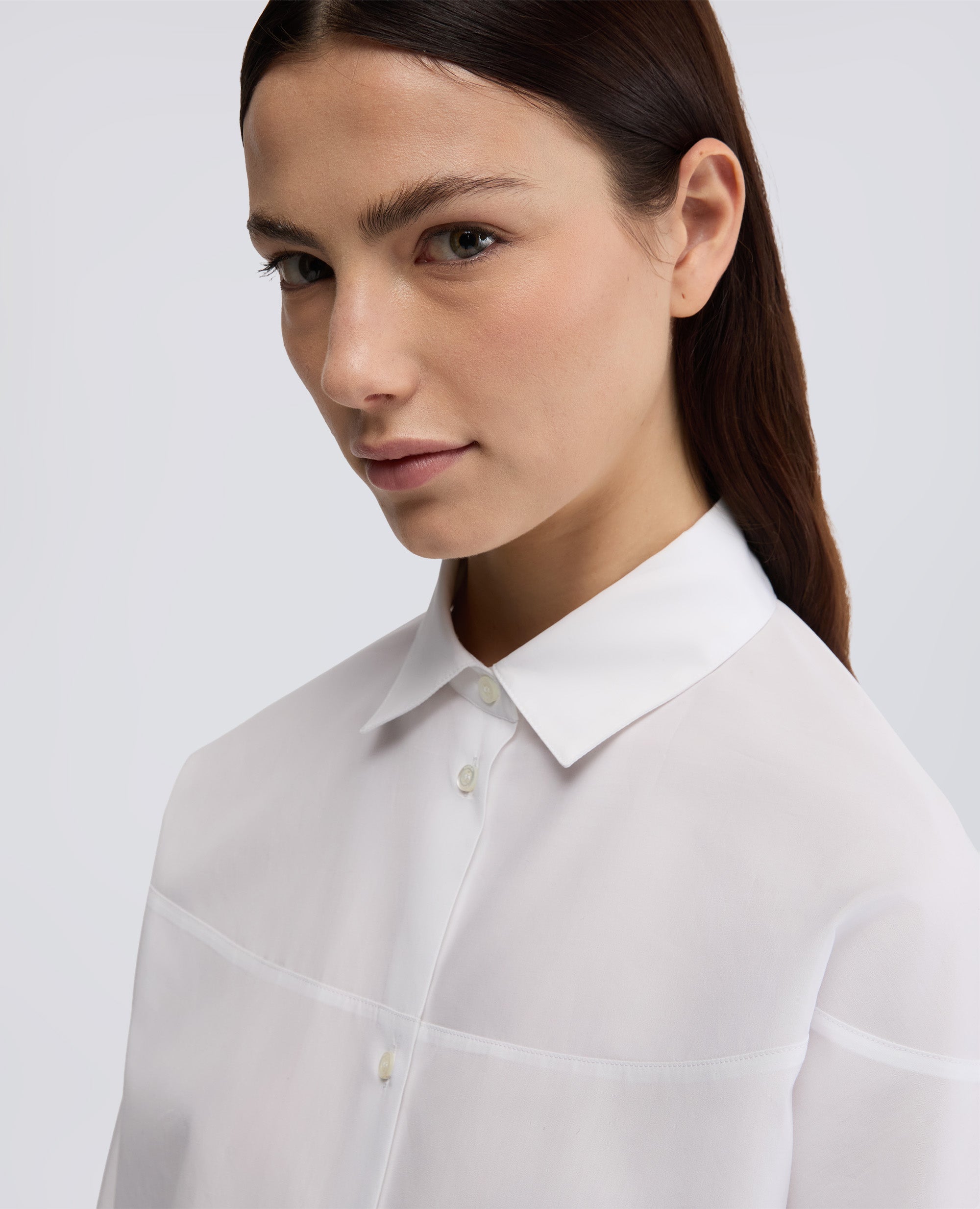 CAMICIA IN POPELINE DI COTONE-BIANCO-WHITE-BLANCO-WEISS-BLANC