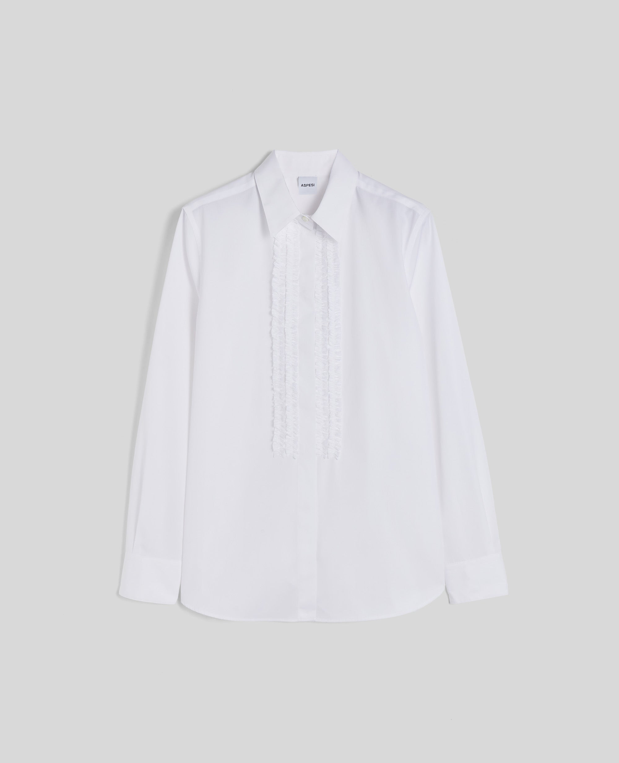CAMICIA IN COTONE CON RUCHES-BIANCO-WHITE-BLANCO-WEISS-BLANC