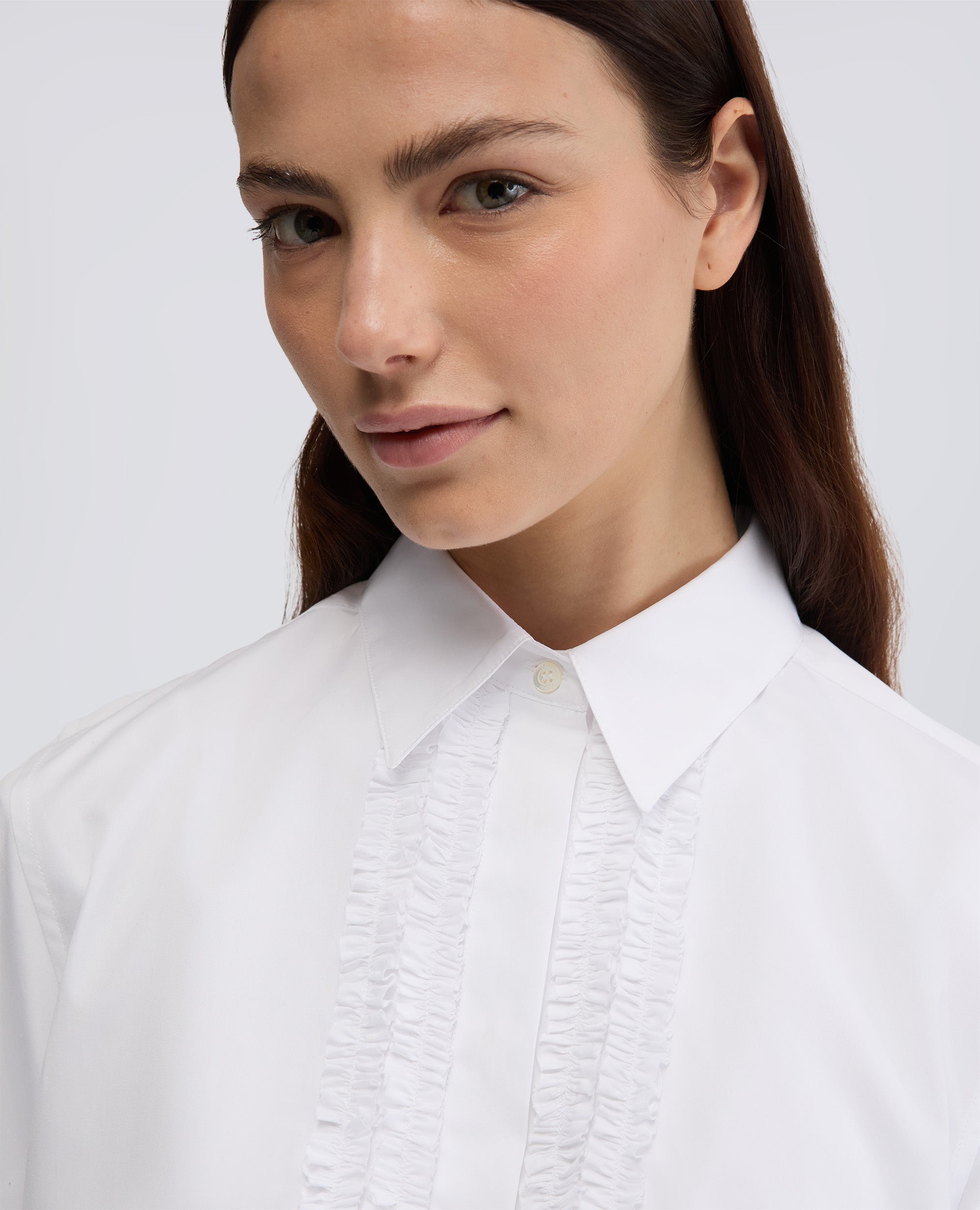 CAMICIA IN COTONE CON RUCHES-BIANCO-WHITE-BLANCO-WEISS-BLANC