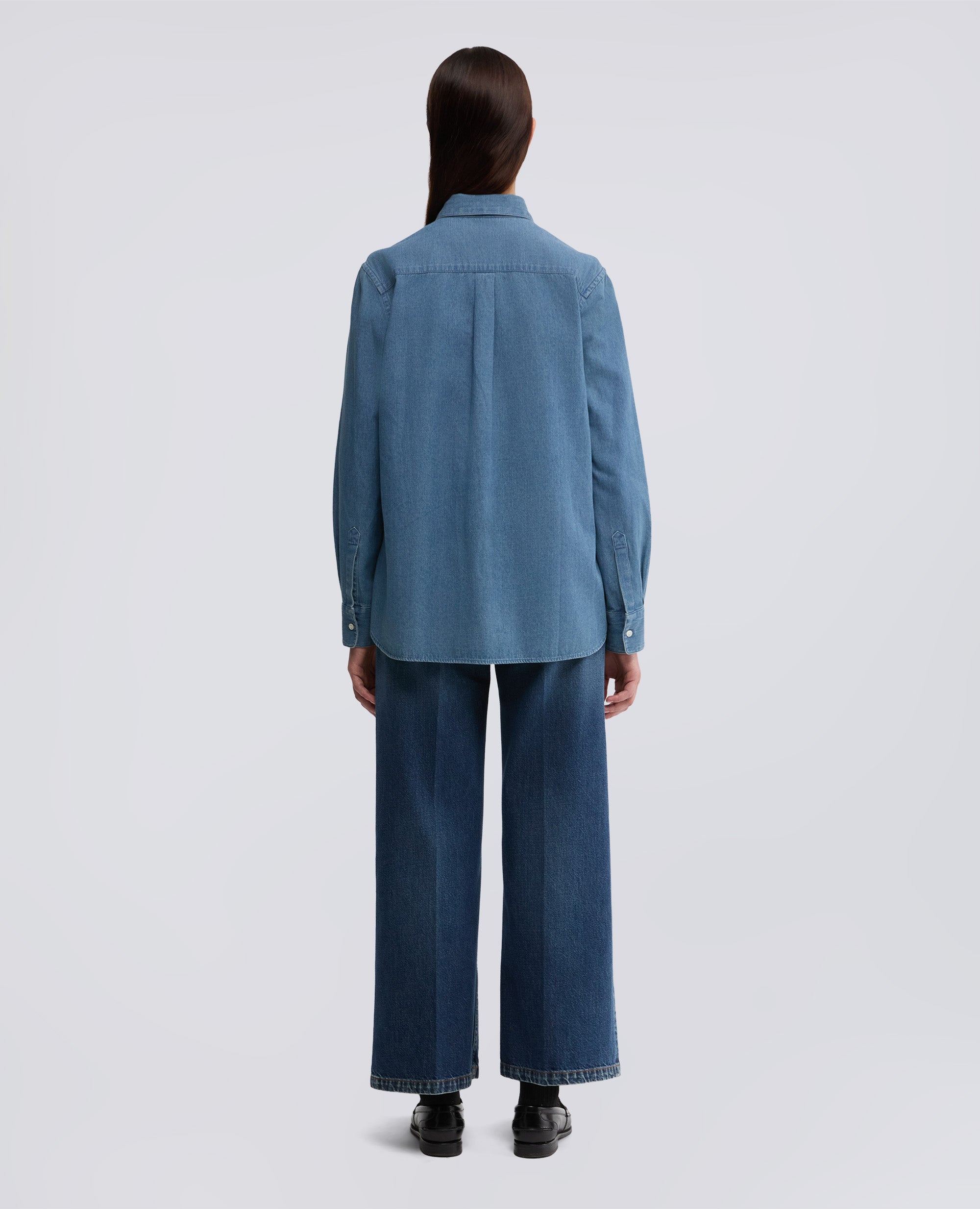 CAMICIA IN CHAMBRAY DI COTONE-DENIM-DENIM-DENIM-DENIM-DENIM