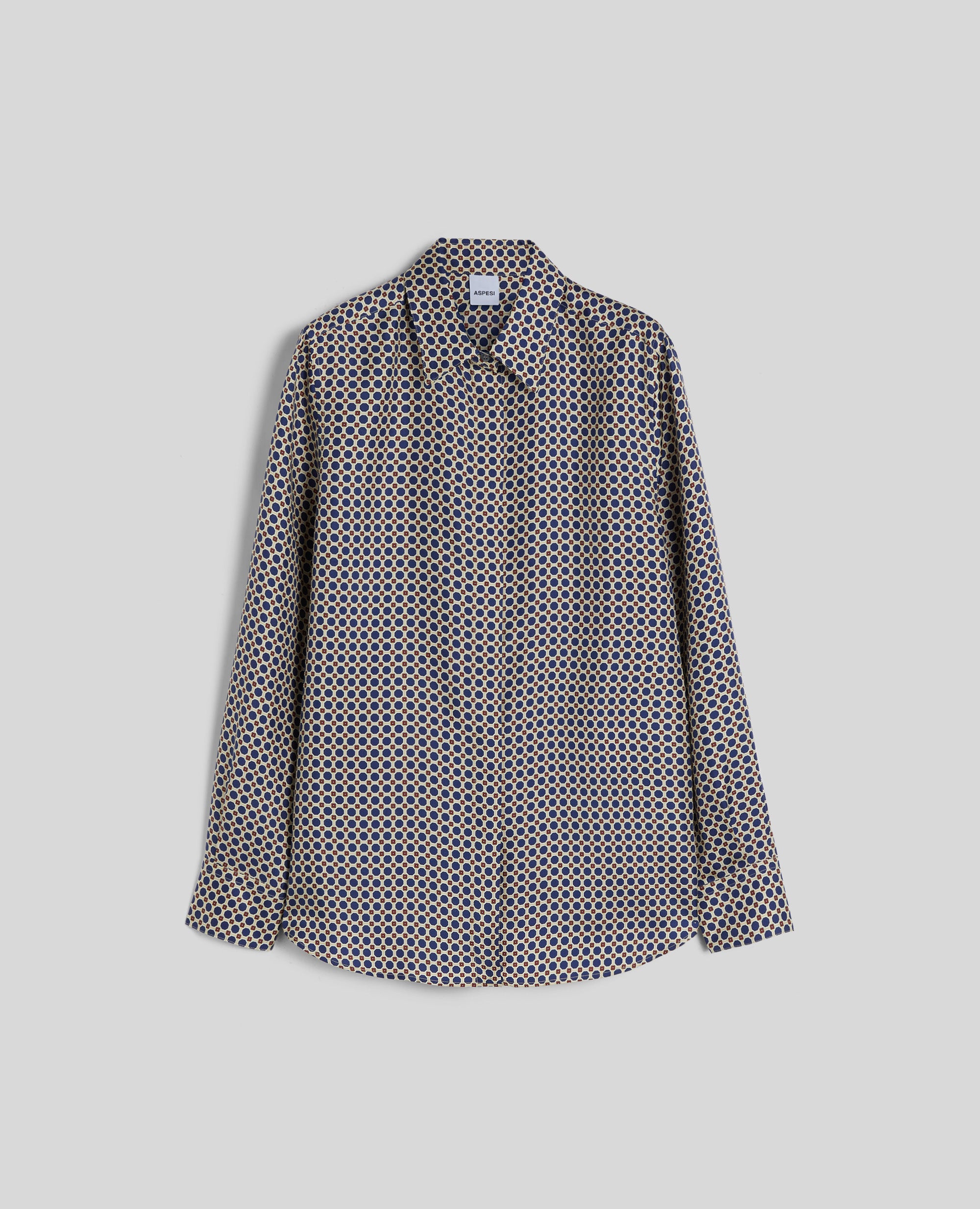 CAMICIA IN SETA CON STAMPA-BLU/AVORIO-BLU/AVORIO-BLU/AVORIO-BLU/AVORIO-BLU/AVORIO