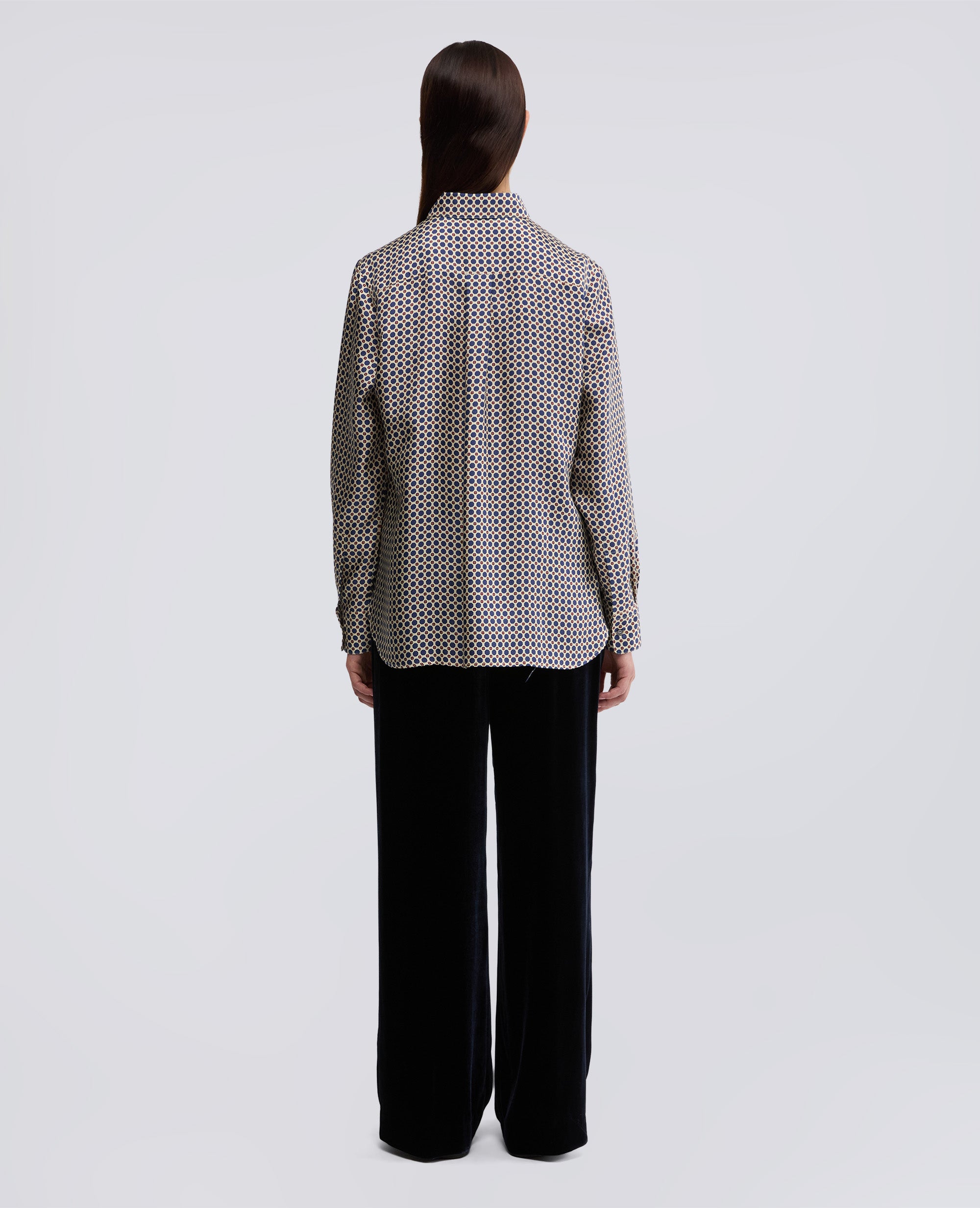 CAMICIA IN SETA CON STAMPA-BLU/AVORIO-BLU/AVORIO-BLU/AVORIO-BLU/AVORIO-BLU/AVORIO