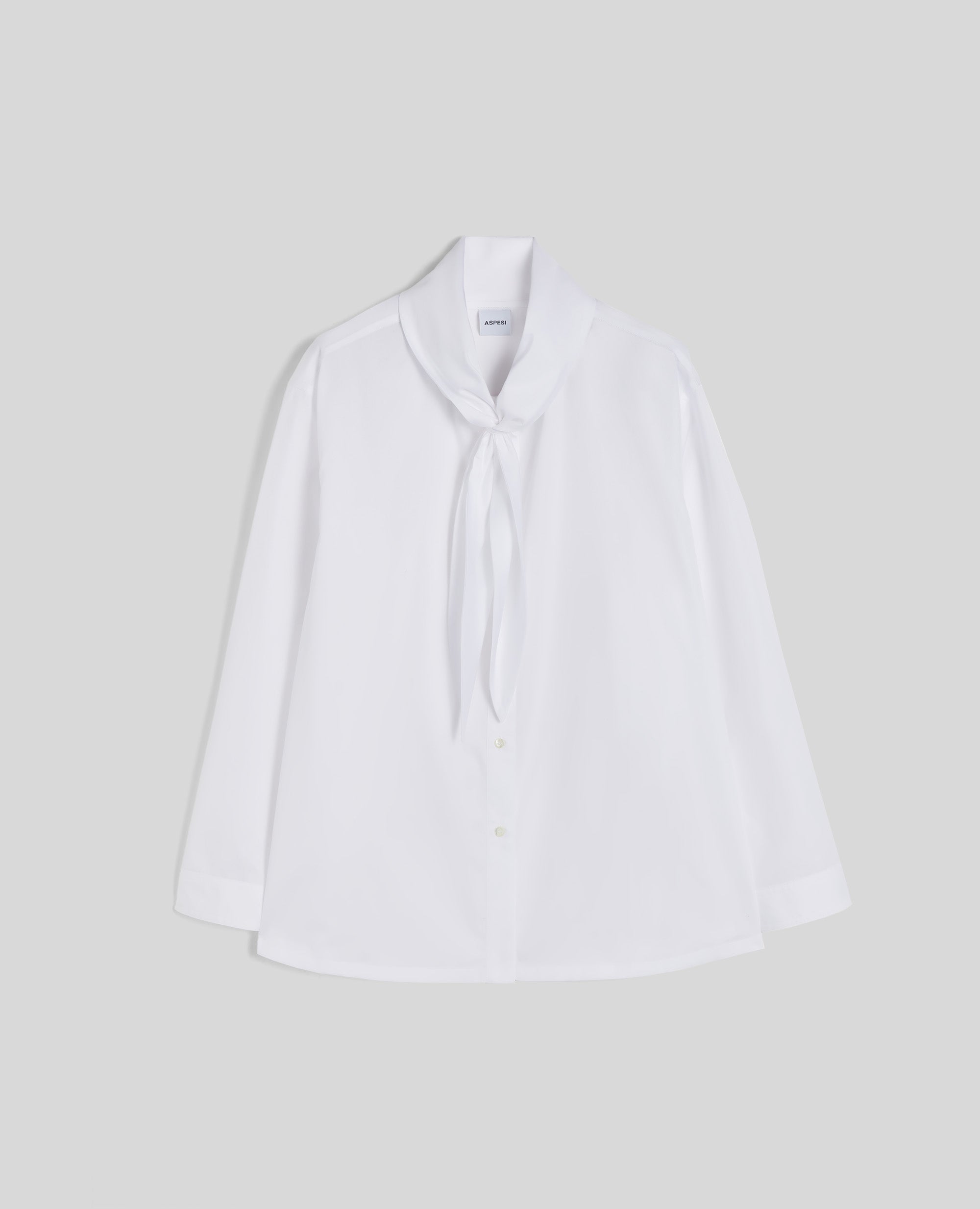 CAMICIA CON COLLO ANNODABILE-BIANCO-WHITE-BLANCO-WEISS-BLANC