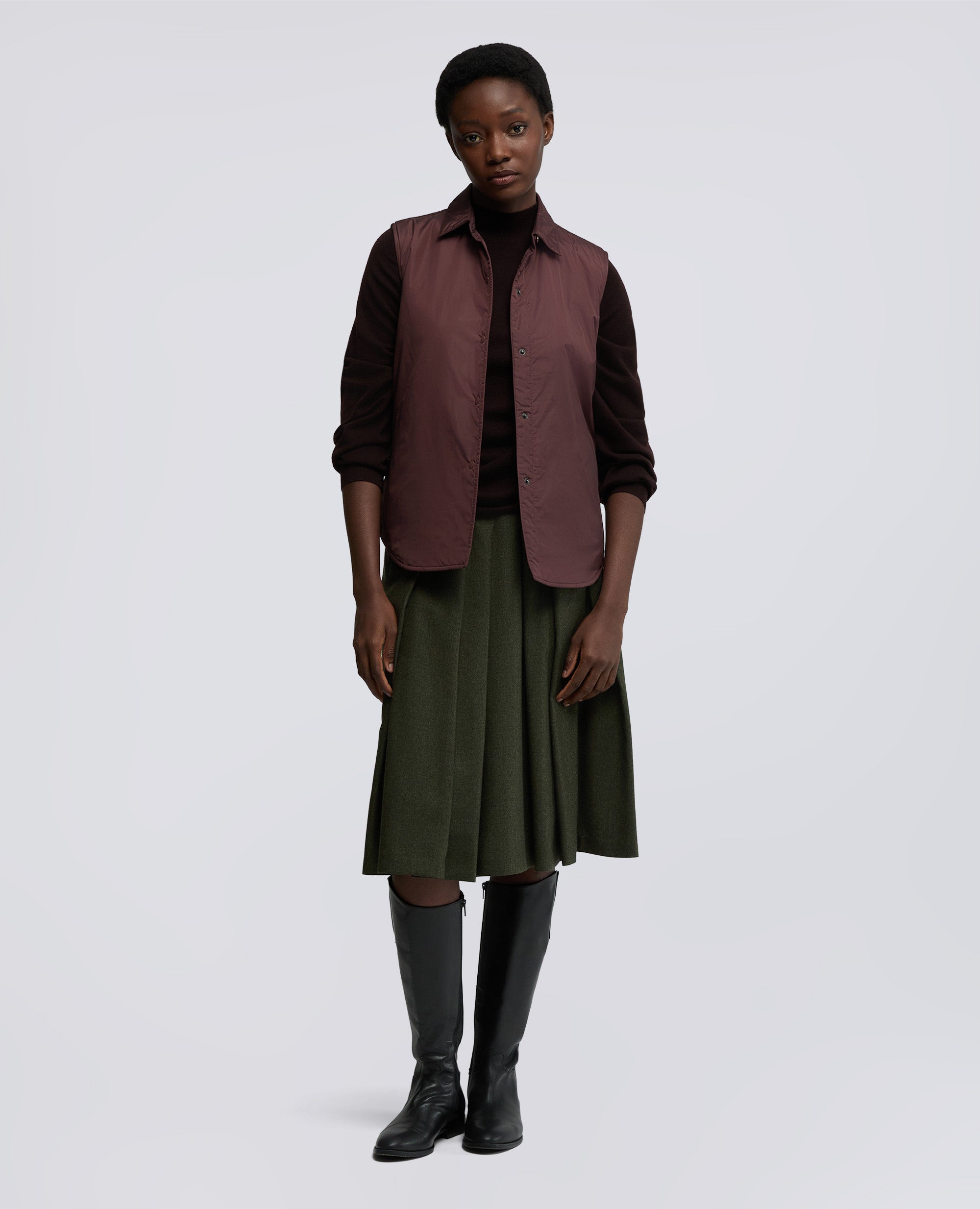 GILET DOT IN NYLON-BORDEAUX-BURGUNDY-BURDEOS-BURGUNDERROT-BORDEAUX