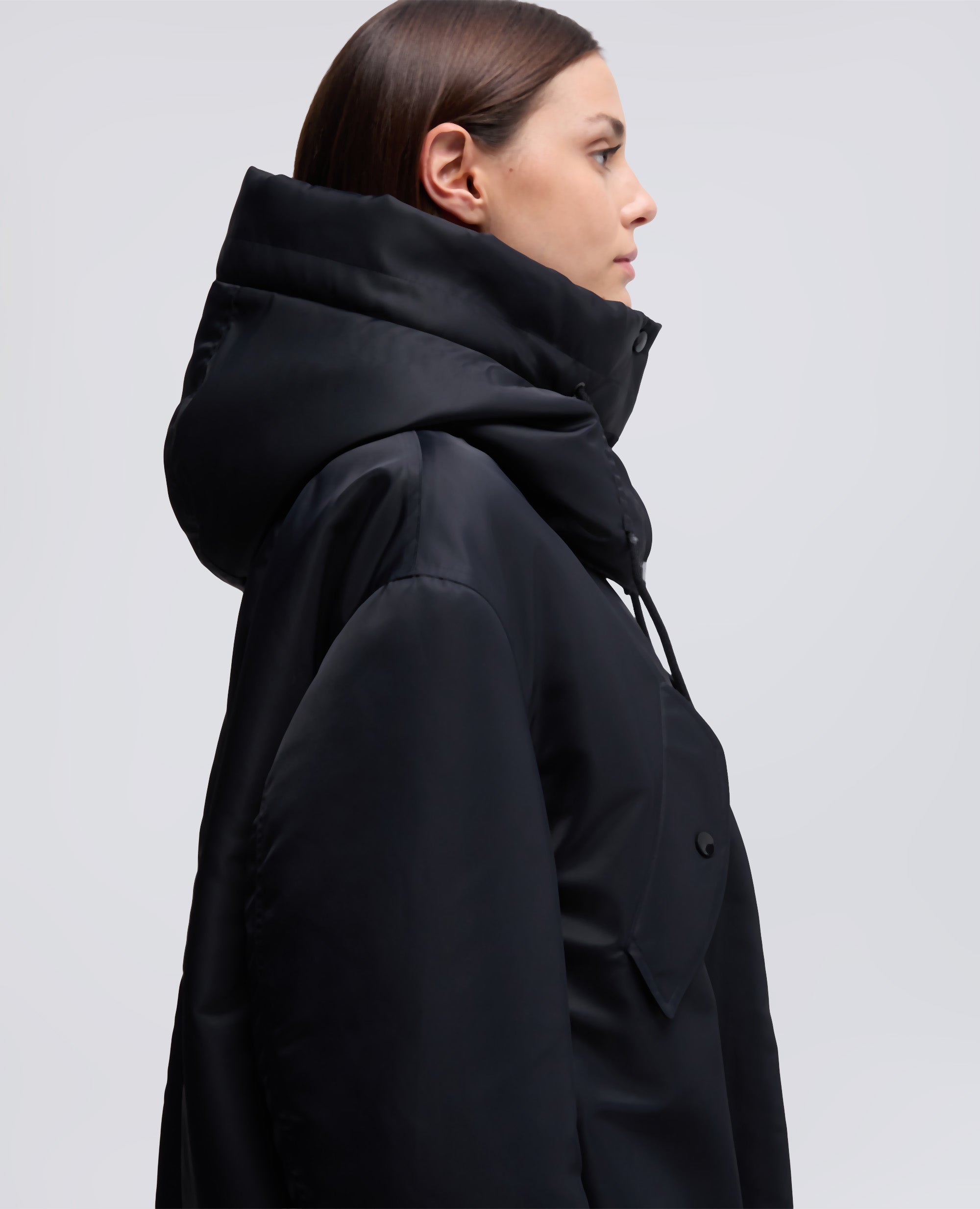 BOMBER IN RASO CON CAPPUCCIO-NERO-BLACK-NEGRO-SCHWARZ-NOIR