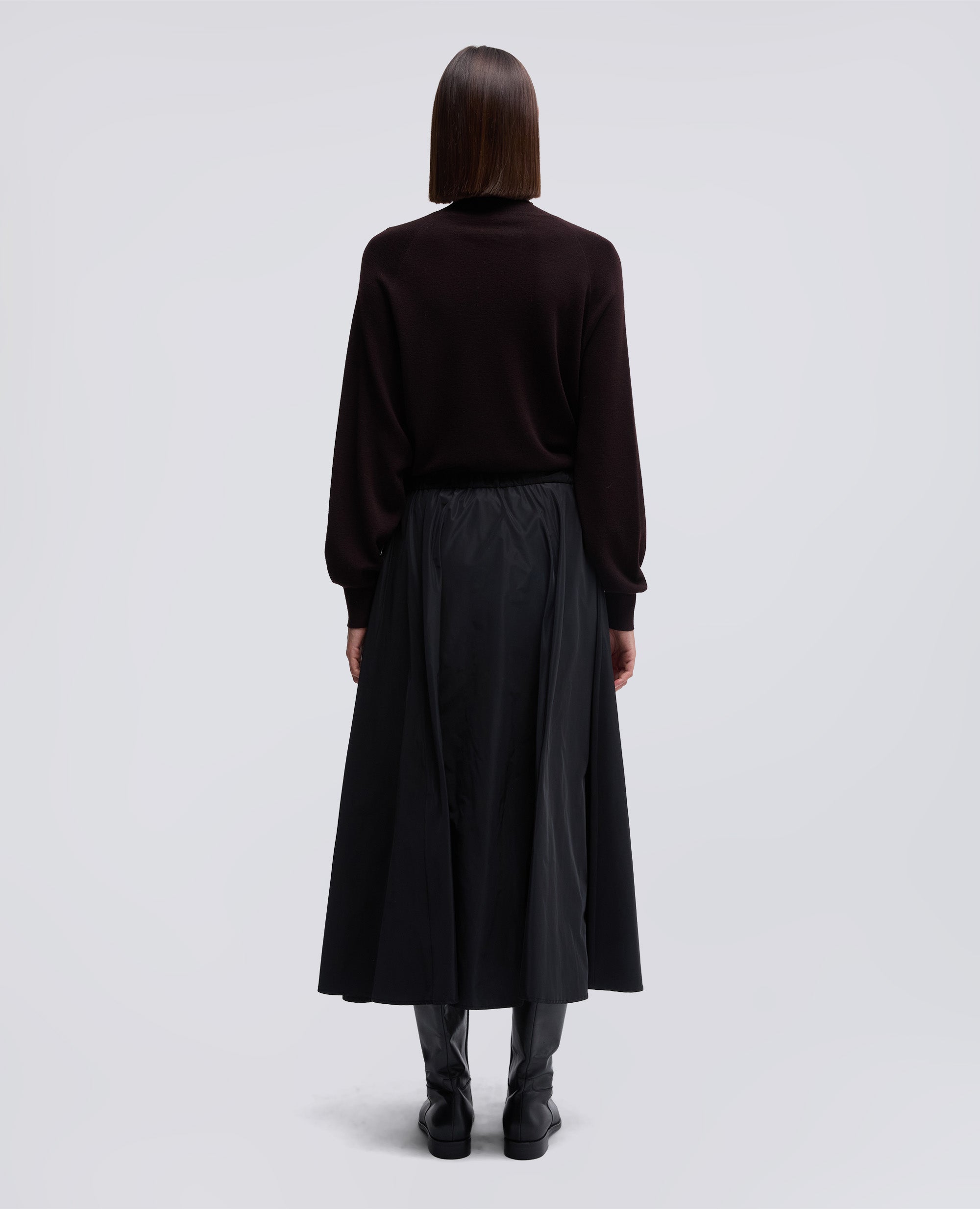 GONNA MIDI CON PIEGHE-NERO-BLACK-NEGRO-SCHWARZ-NOIR