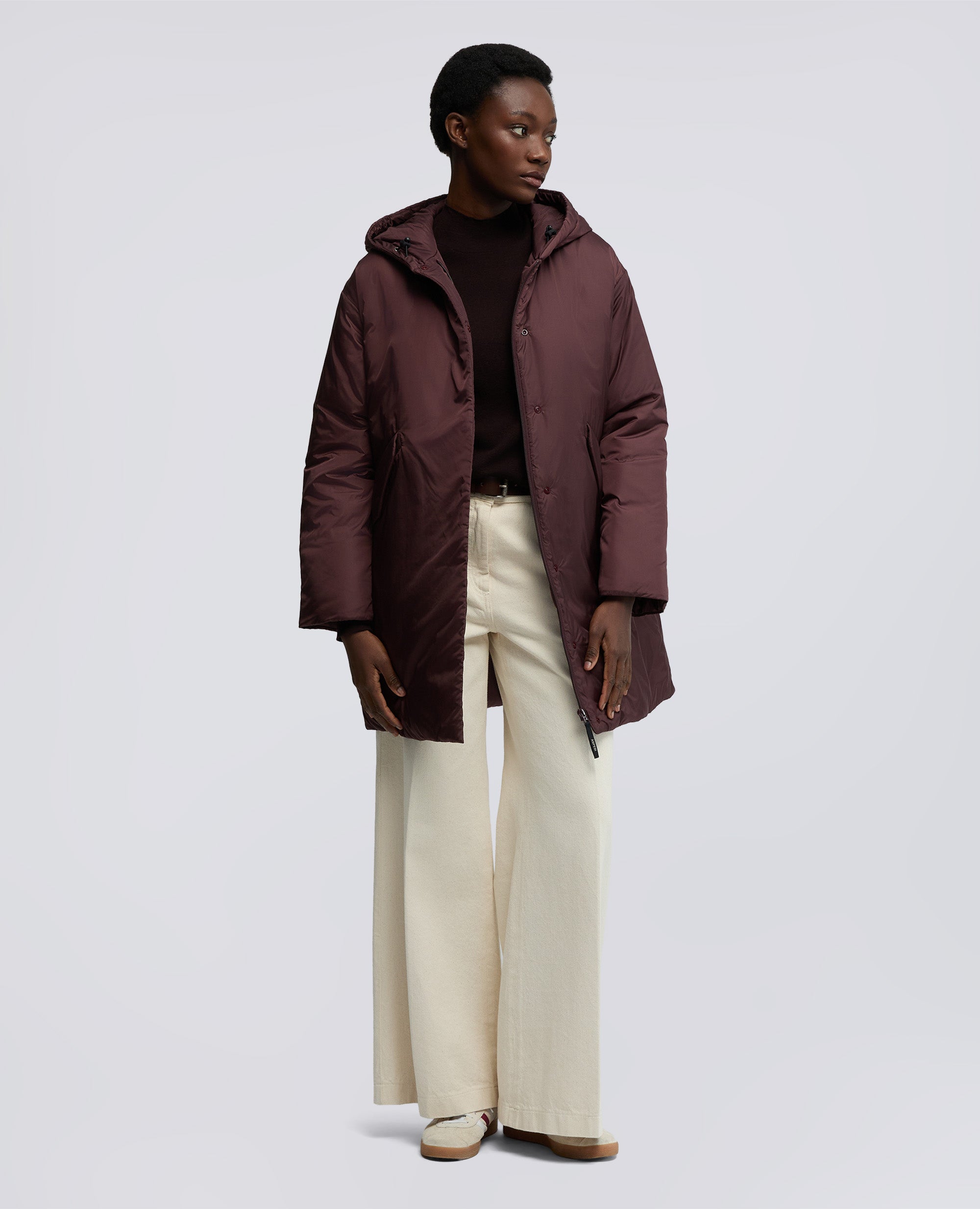 PARKA AMERICANO IN NYLON-BORDEAUX-BURGUNDY-BURDEOS-BURGUNDERROT-BORDEAUX