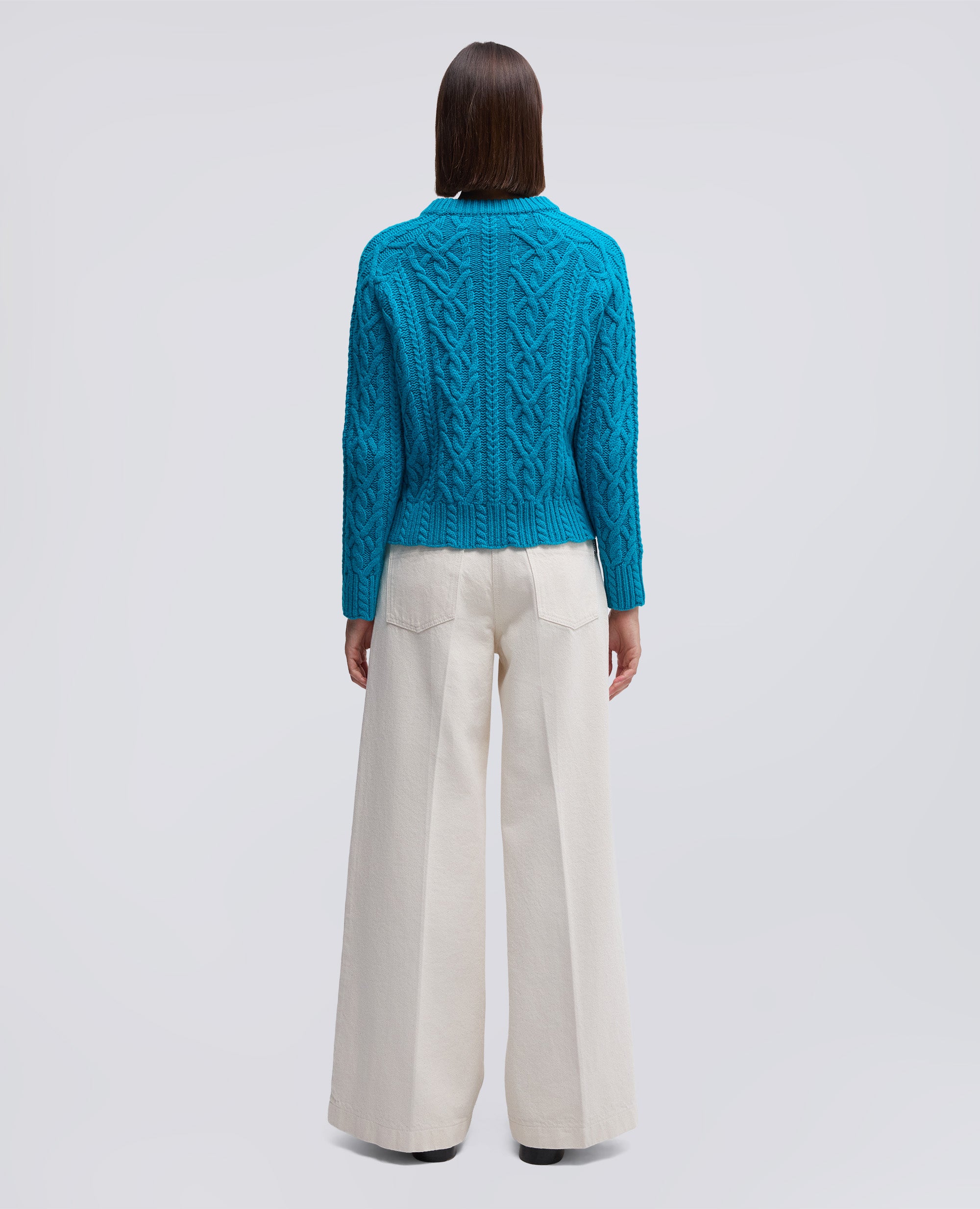 MAGLIA GIROCOLLO IN LANA-TURCHESE-TURQUOISE-TURQUESA-TURKIS-TURQUOISE