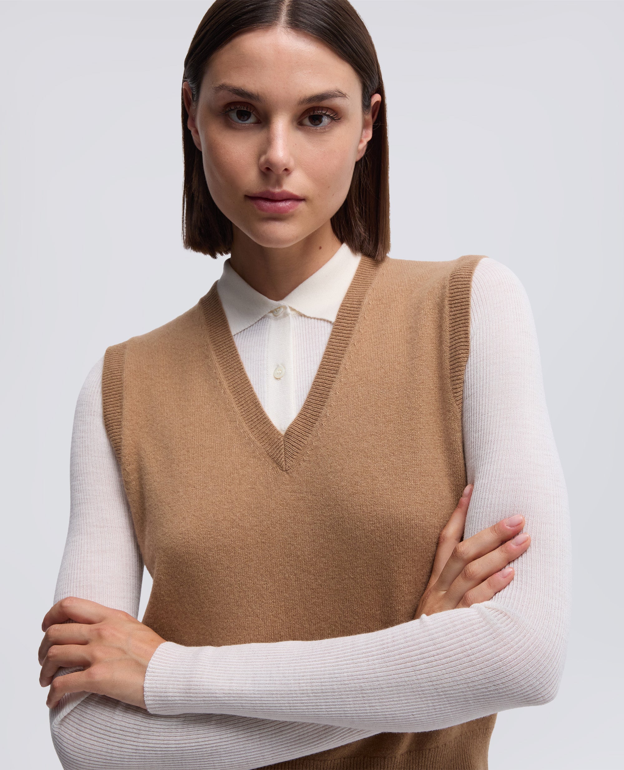 GILET IN LANA CASHMERE-CAMMELLO-CAMEL-CAMELLO-KAMEL-CAMEL
