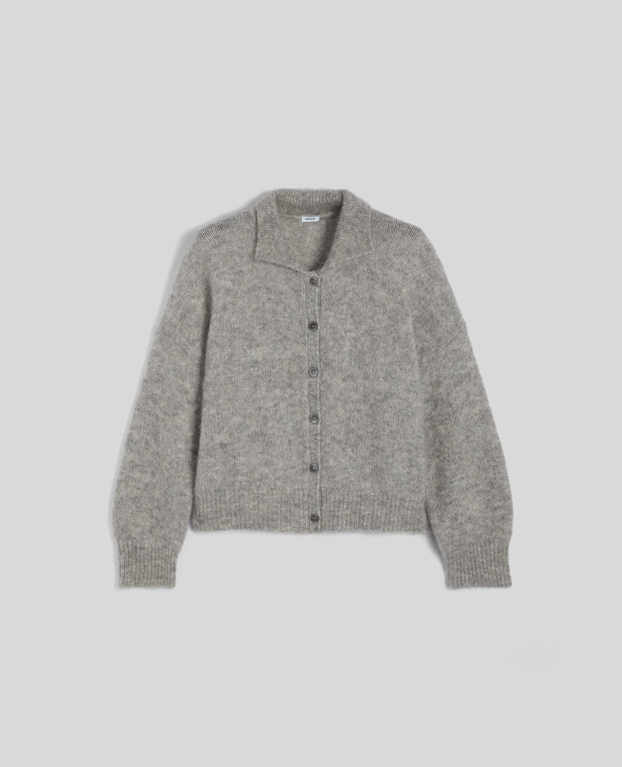 CARDIGAN IN MISTO LANA MOHAIR-GRIGIO-GREY-GRIS-GRAU-GRIS