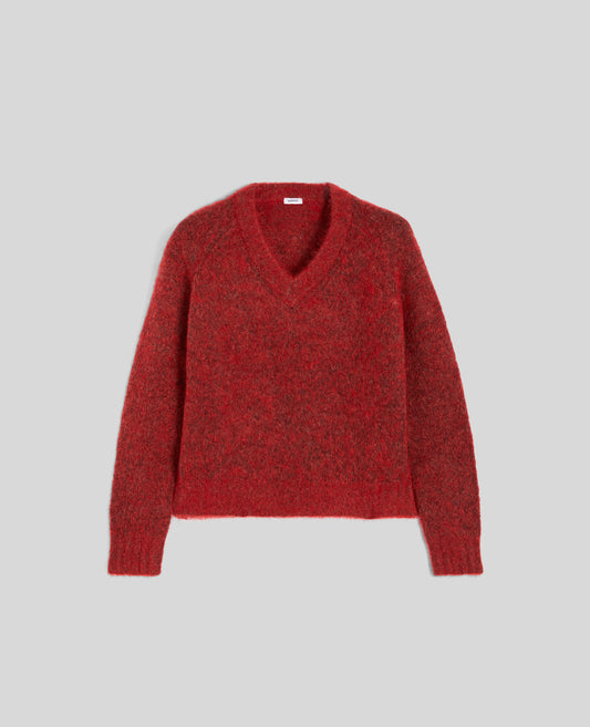 MAGLIA IN MISTO LANA MOHAIR-CORALLO-CORAL-CORAL-KORALLE-CORAIL