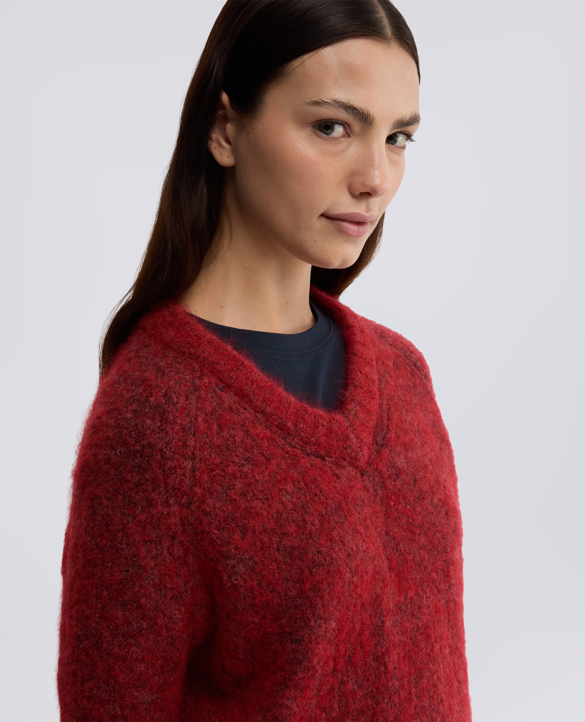 MAGLIA IN MISTO LANA MOHAIR-CORALLO-CORAL-CORAL-KORALLE-CORAIL
