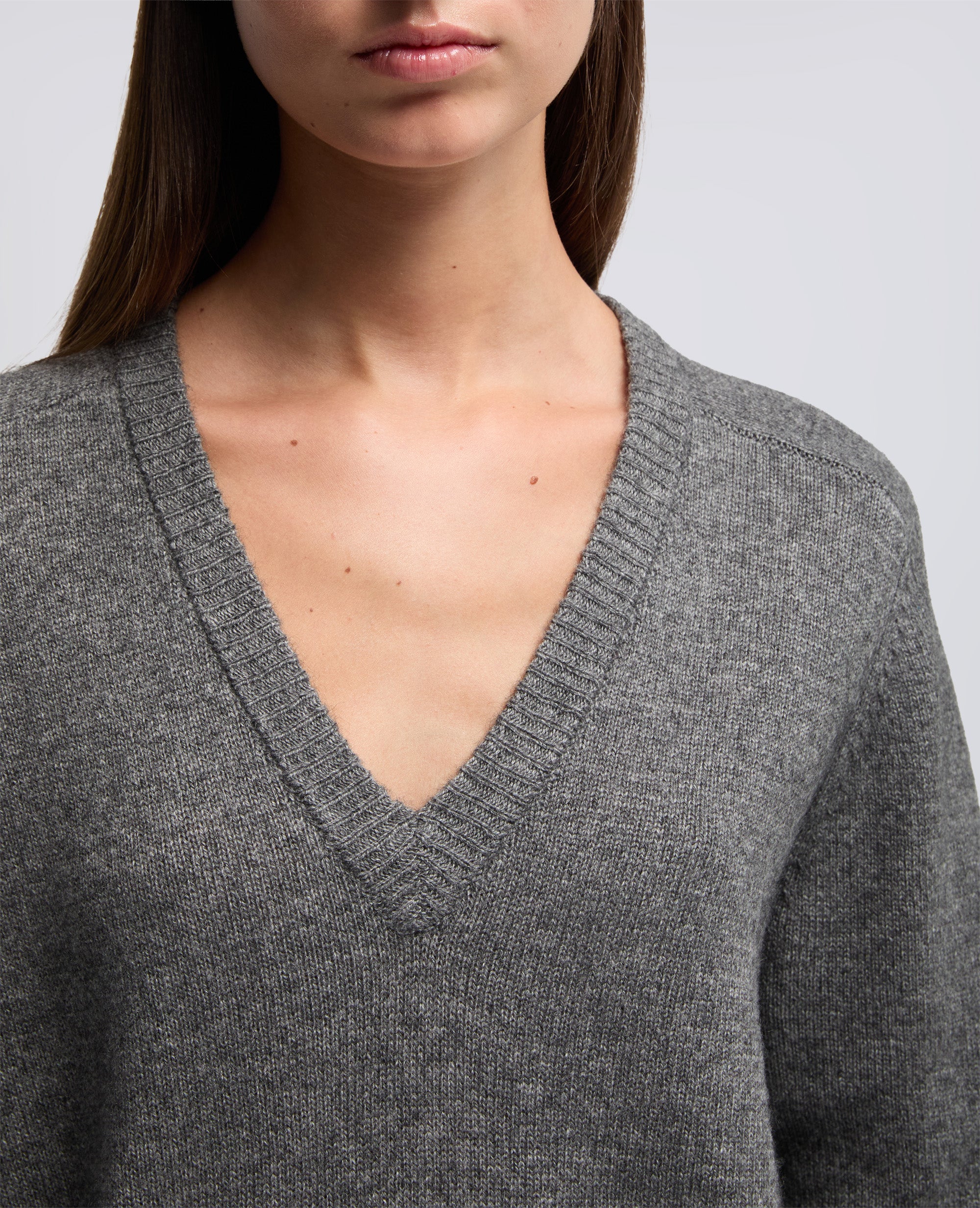 MAGLIA IN MISTO LANA CON SCOLLO A V-MELANGE-MELANGE-MELANGE-MELANGE-MELANGE