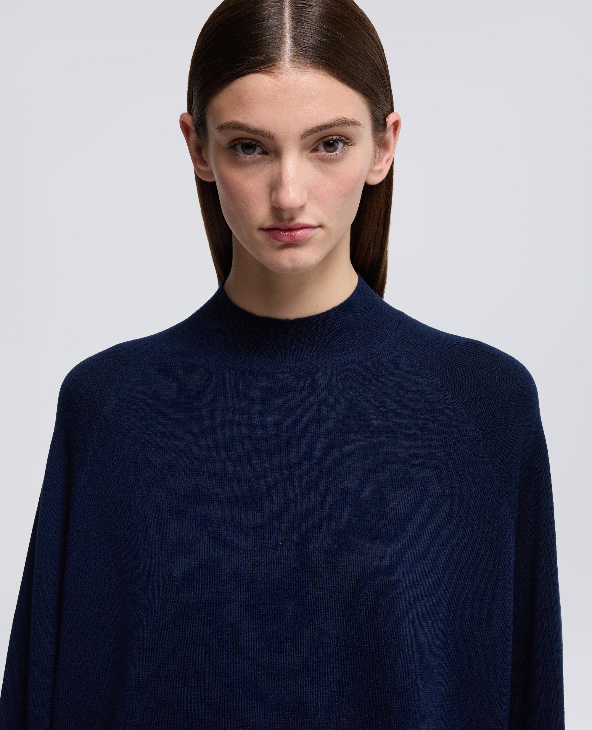 MAGLIA DOLCEVITA IN LANA MERINO-BLU-BLUE-AZUL-BLAU-BLEU