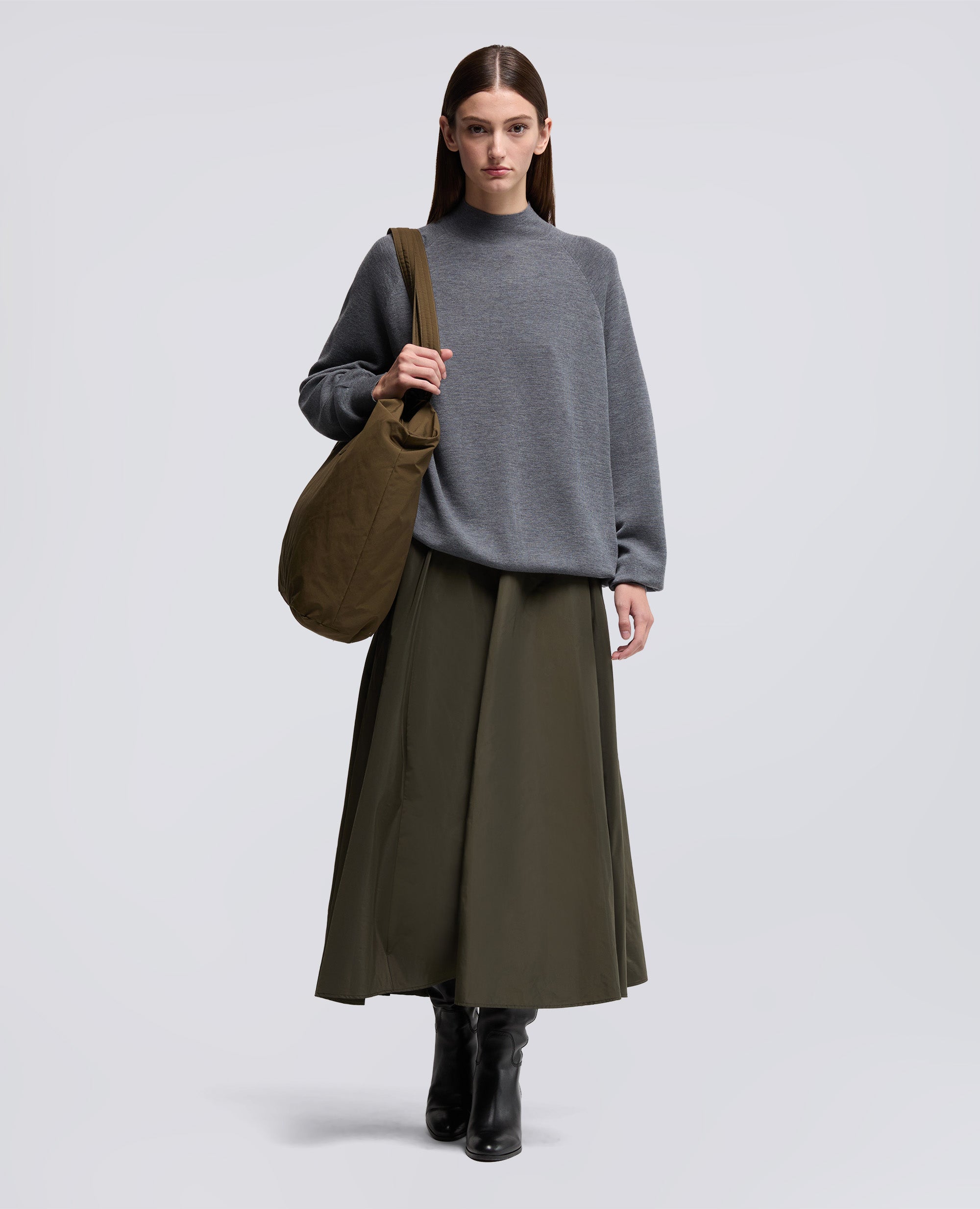 MAGLIA DOLCEVITA IN LANA MERINO-GRIGIO-GREY-GRIS-GRAU-GRIS