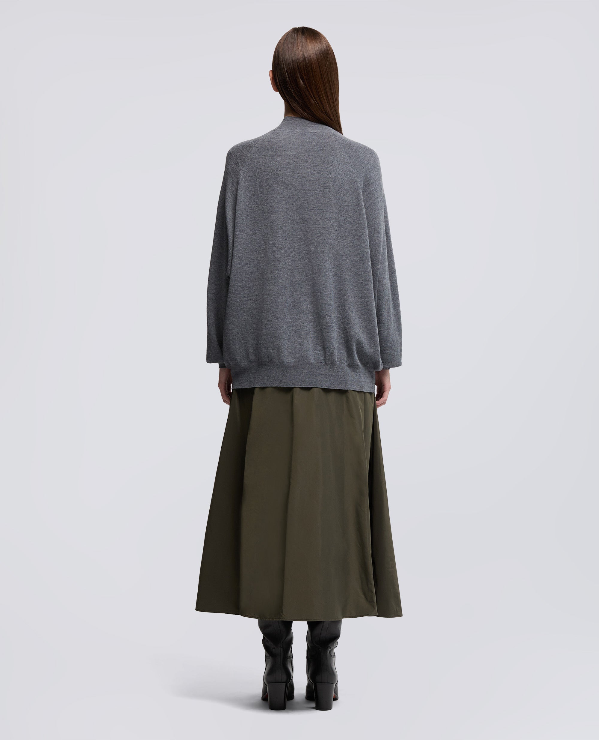 MAGLIA DOLCEVITA IN LANA MERINO-GRIGIO-GREY-GRIS-GRAU-GRIS