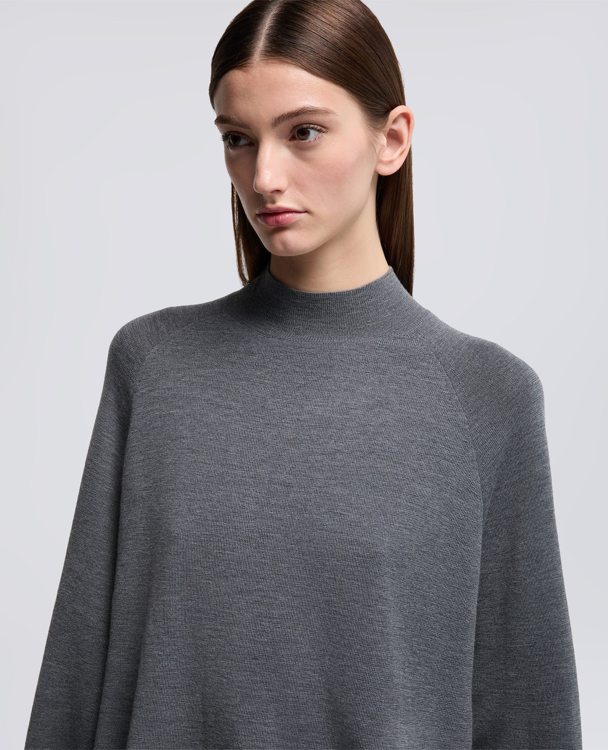 MAGLIA DOLCEVITA IN LANA MERINO-GRIGIO-GREY-GRIS-GRAU-GRIS