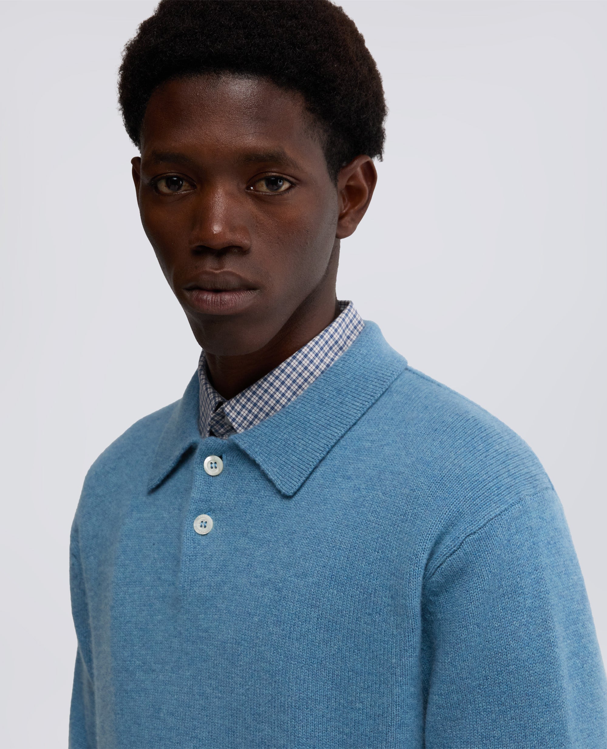 POLO IN CASHMERE-AZZURRO-SKY BLUE-AZUL CLARO-HIMMELBLAU-BLEU CIEL