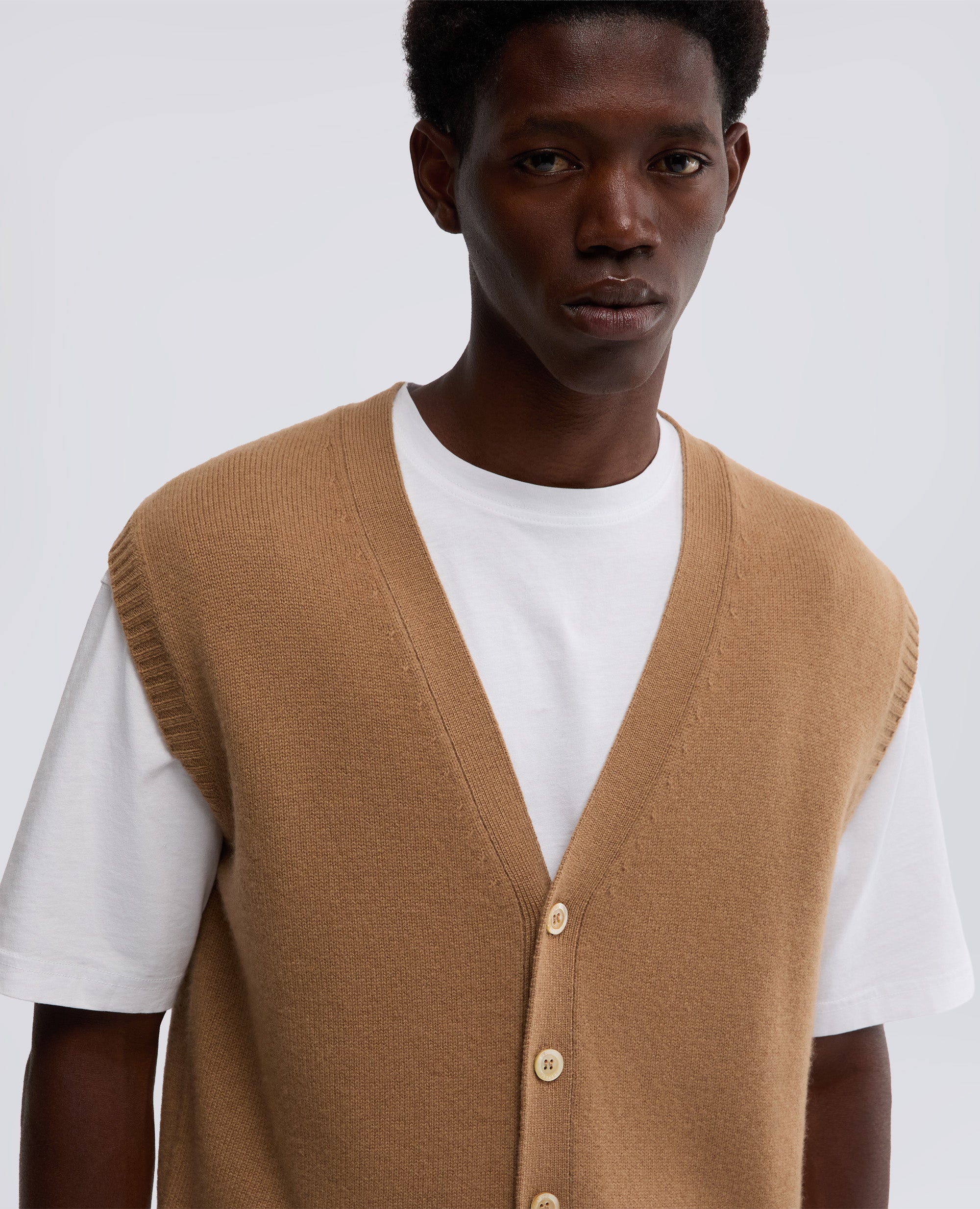 GILET IN CASHMERE-CAMMELLO-CAMEL-CAMELLO-KAMEL-CAMEL