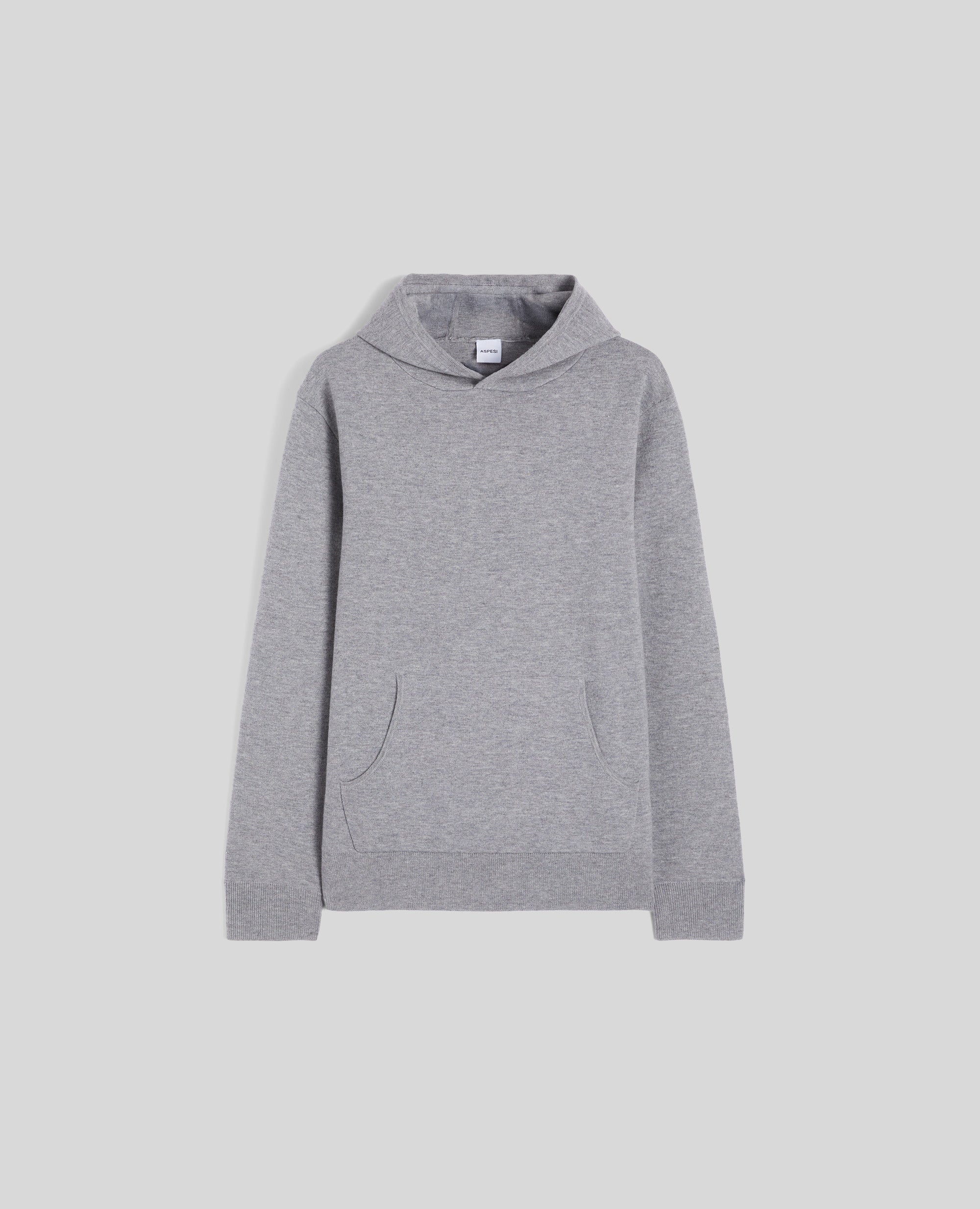 MAGLIA CON CAPPUCCIO IN LANA E COTONE-GRIGIO-GREY-GRIS-GRAU-GRIS
