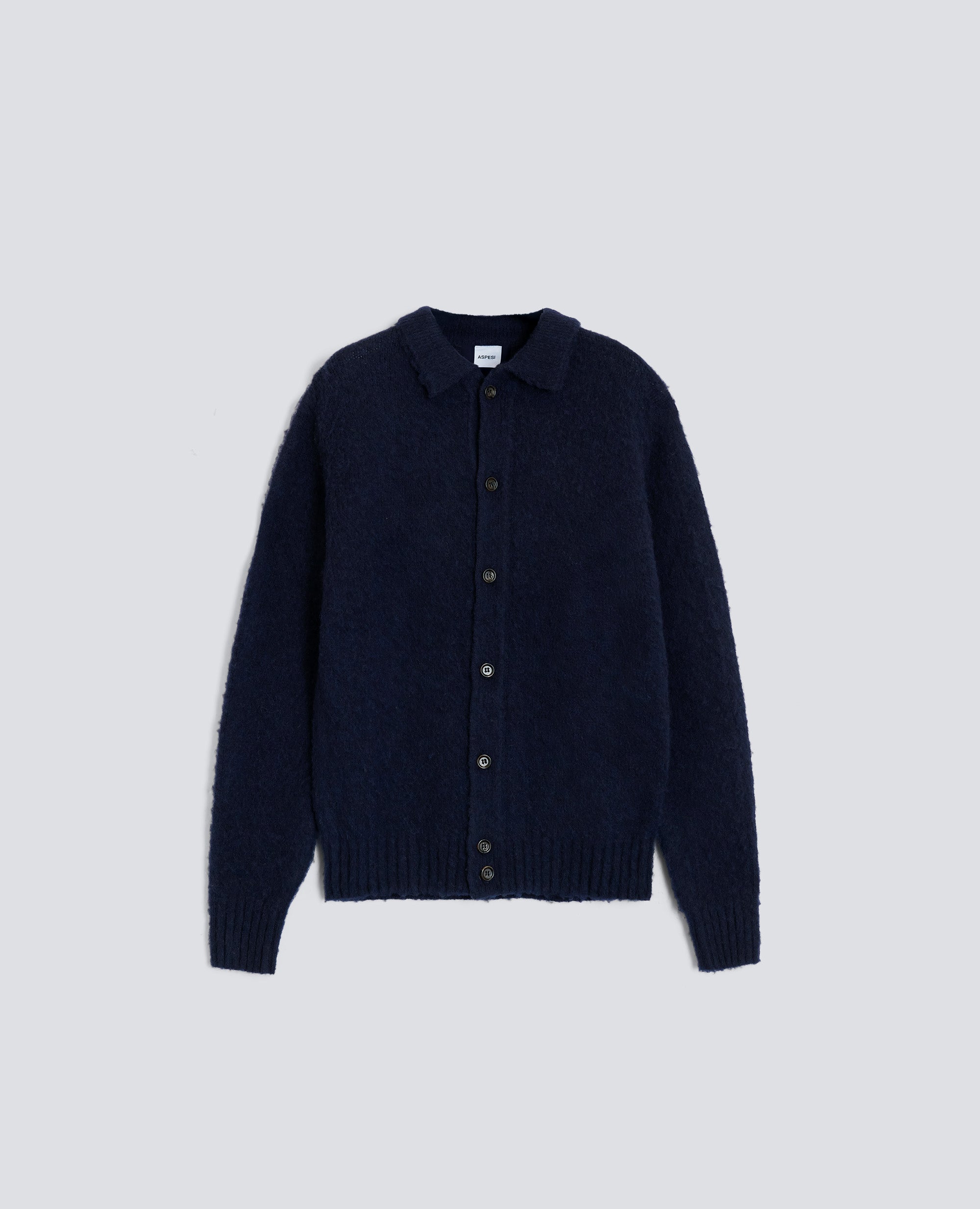 CARDIGAN A CAMICIA IN LANA SHETLAND-NAVY-NAVY-AZUL MARINO-NAVY-NAVY