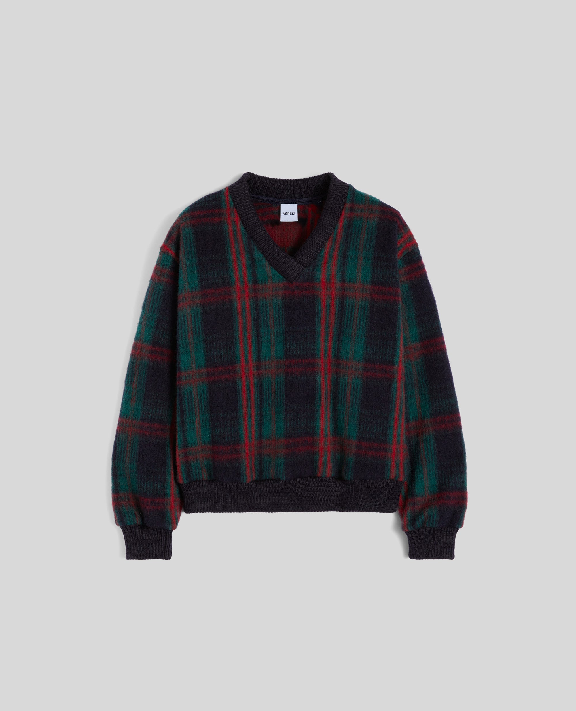 MAGLIA IN LANA PIRENAICA-CHECK VERDE-GREEN CHECK-CUADROS VERDES-GRUNES KAROMUSTER-CARREAUX VERTS