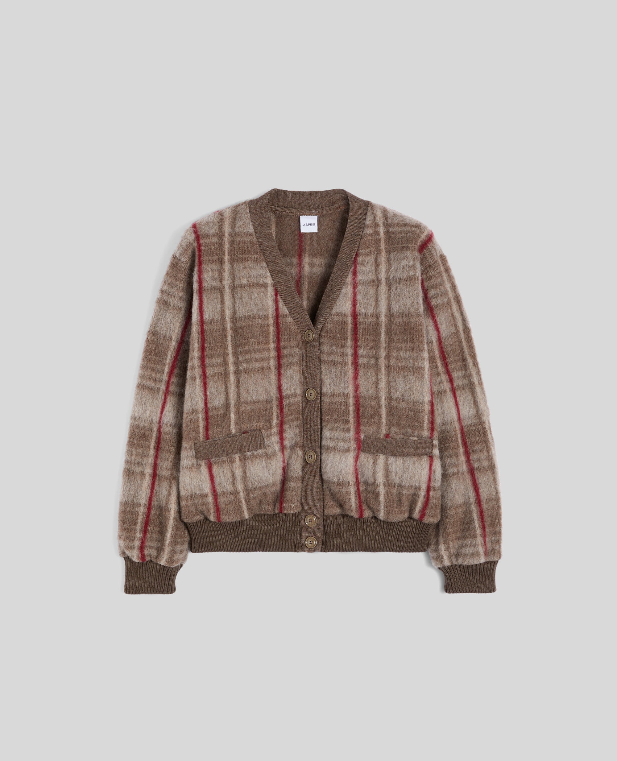 CARDIGAN IN LANA PIRENAICA-CHECK BEIGE-CHECK BEIGE-CHECK BEIGE-CHECK BEIGE-CHECK BEIGE