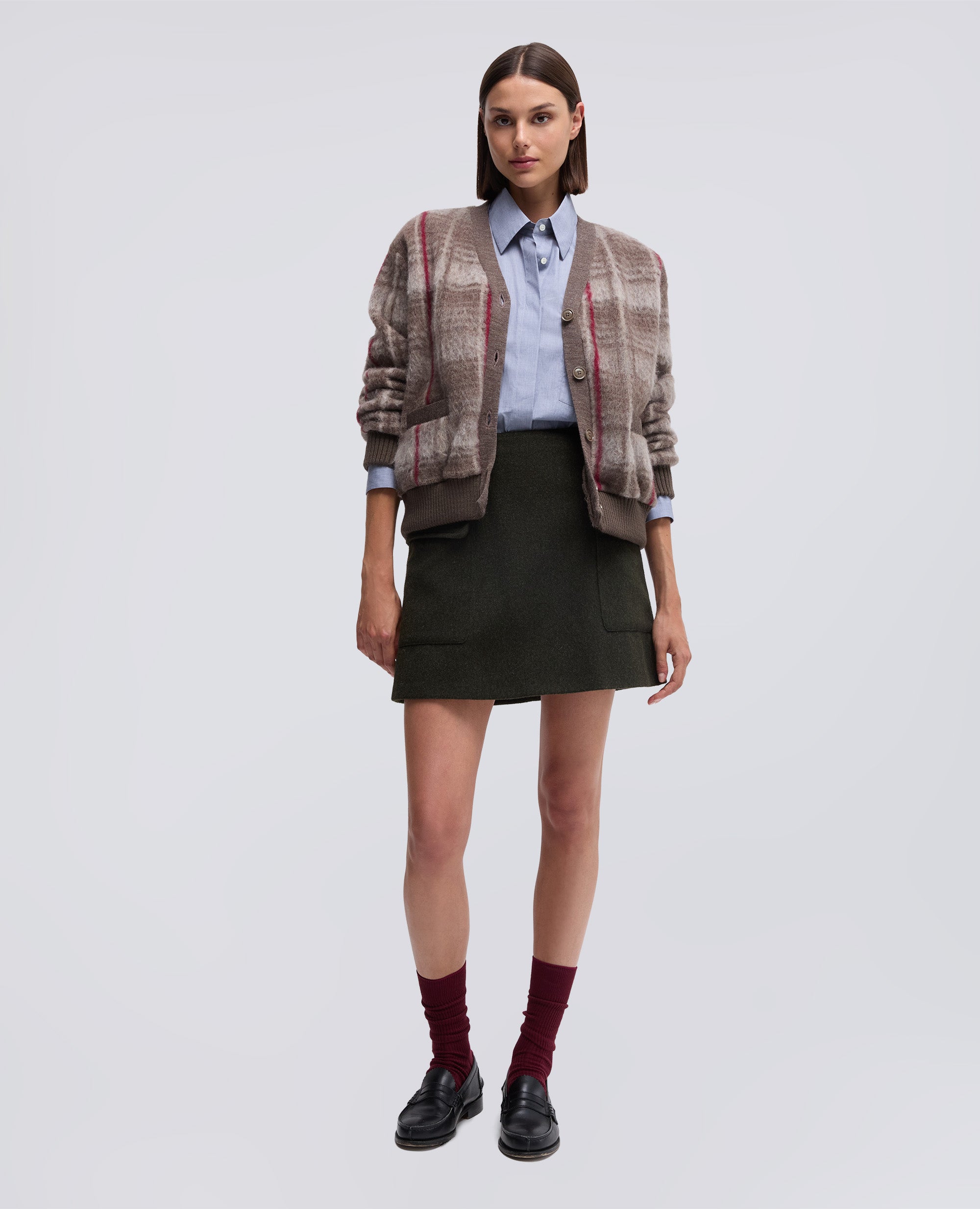 CARDIGAN IN LANA PIRENAICA-CHECK BEIGE-CHECK BEIGE-CHECK BEIGE-CHECK BEIGE-CHECK BEIGE