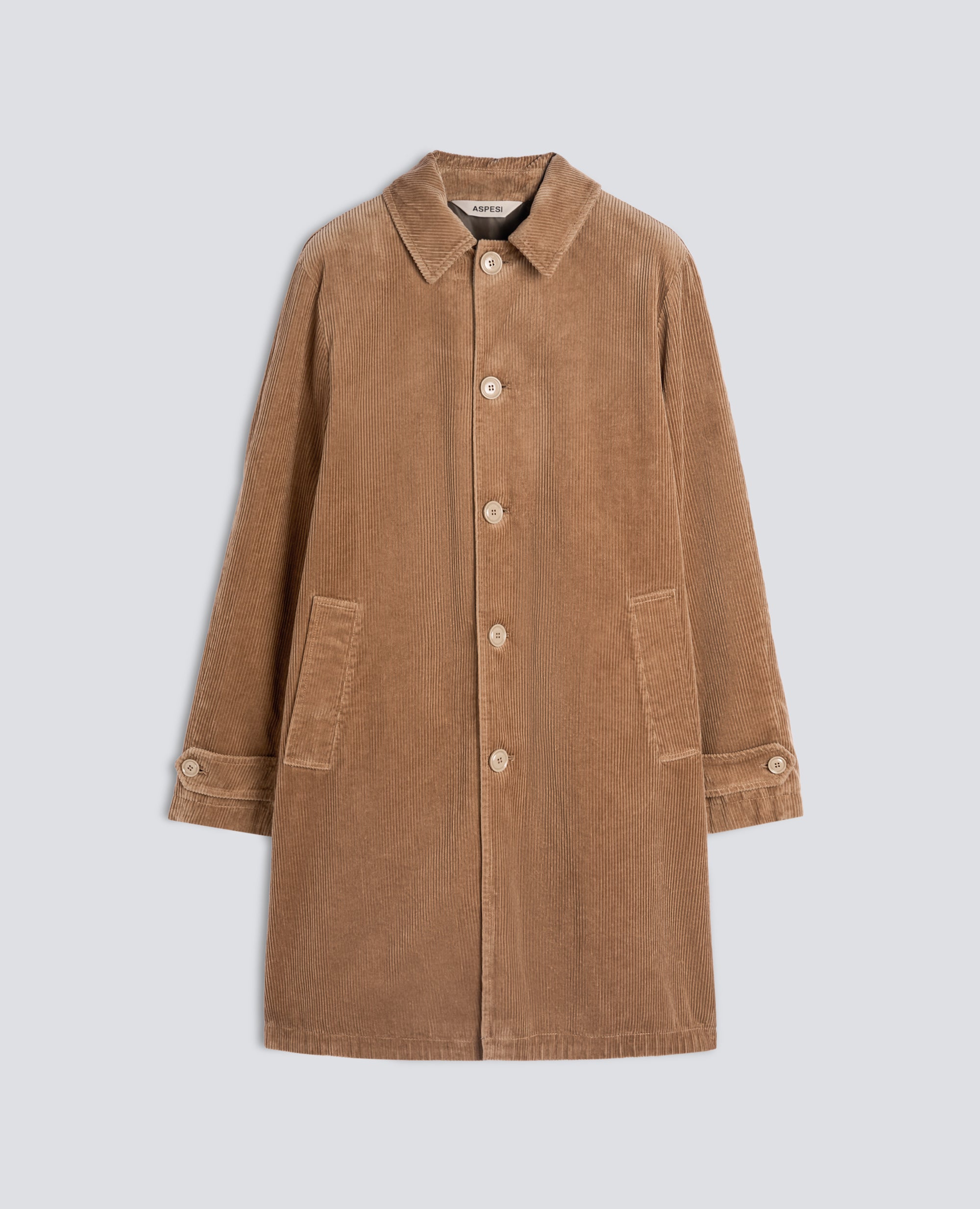 CAPPOTTO MONO PETTO IN VELLUTO DI COTONE A COSTE INGLESE - BEIGE - ASPESI