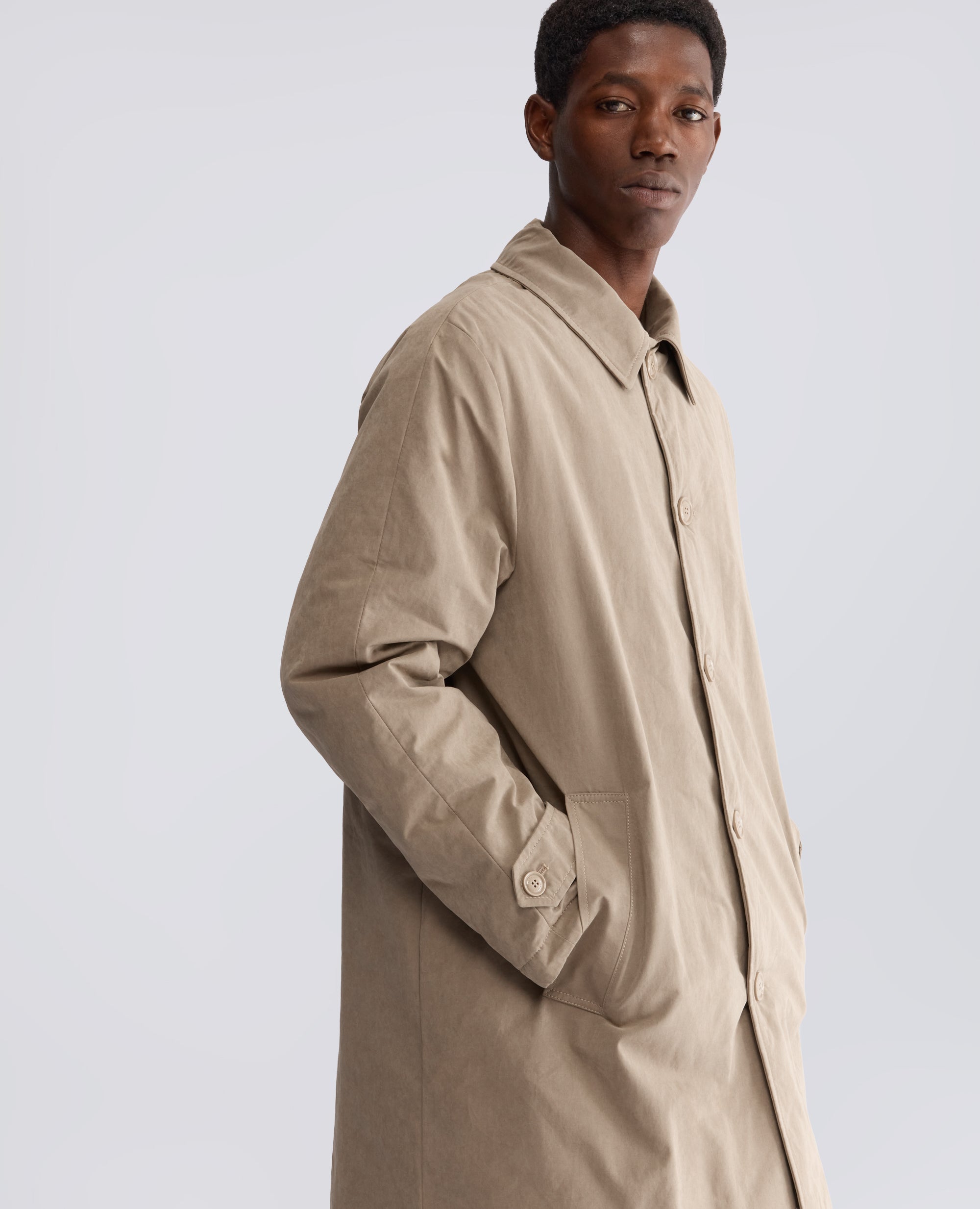 CAPPOTTO MONO PETTO IN TELA DRY WAX IMBOTTITO CON OVATTA THERMORE - BEIGE - ASPESI