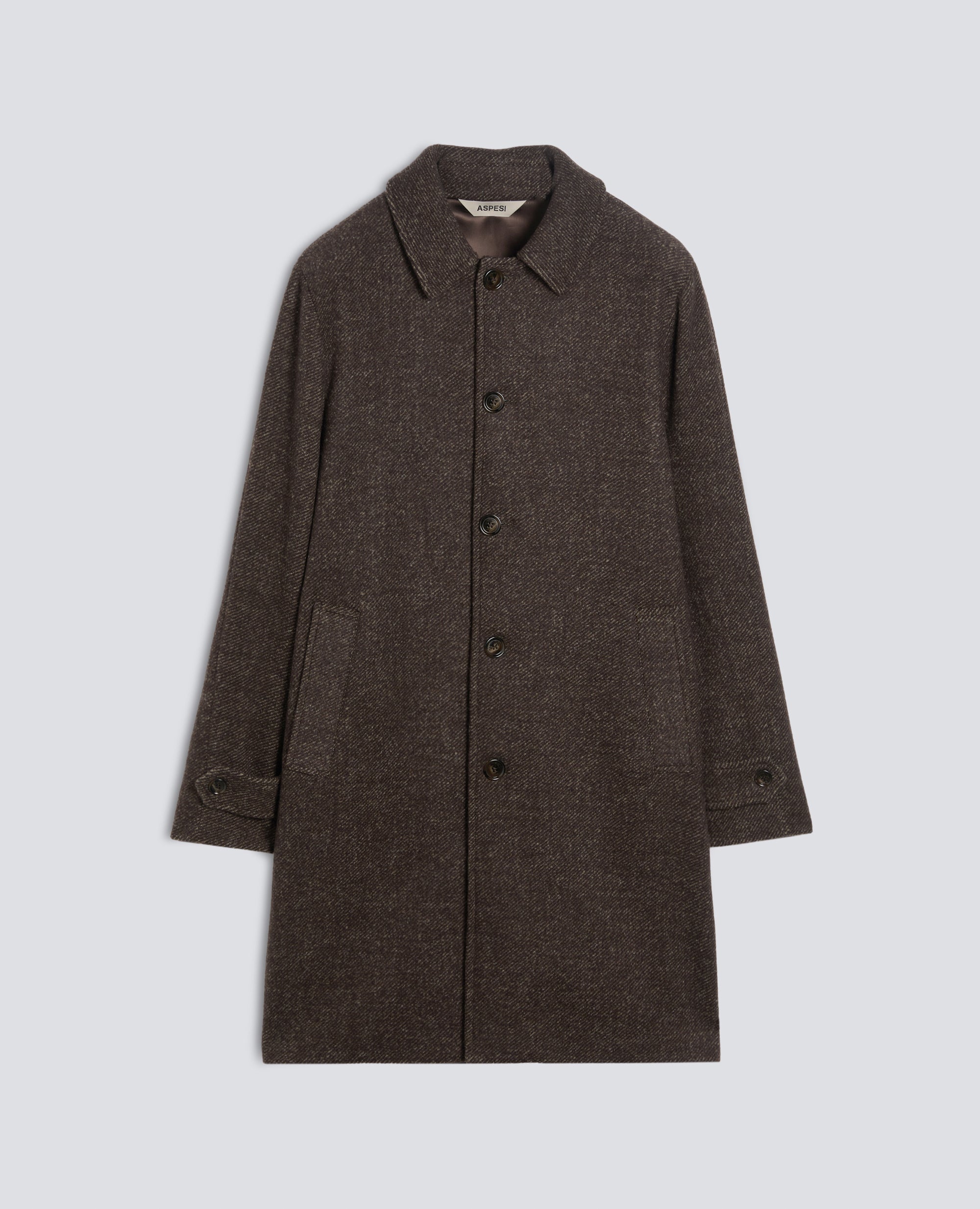CAPPOTTO IN LANA GARZATA BOUCLE - MARRONE - ASPESI