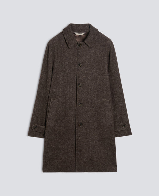 CAPPOTTO IN LANA GARZATA BOUCLE - MARRONE - ASPESI