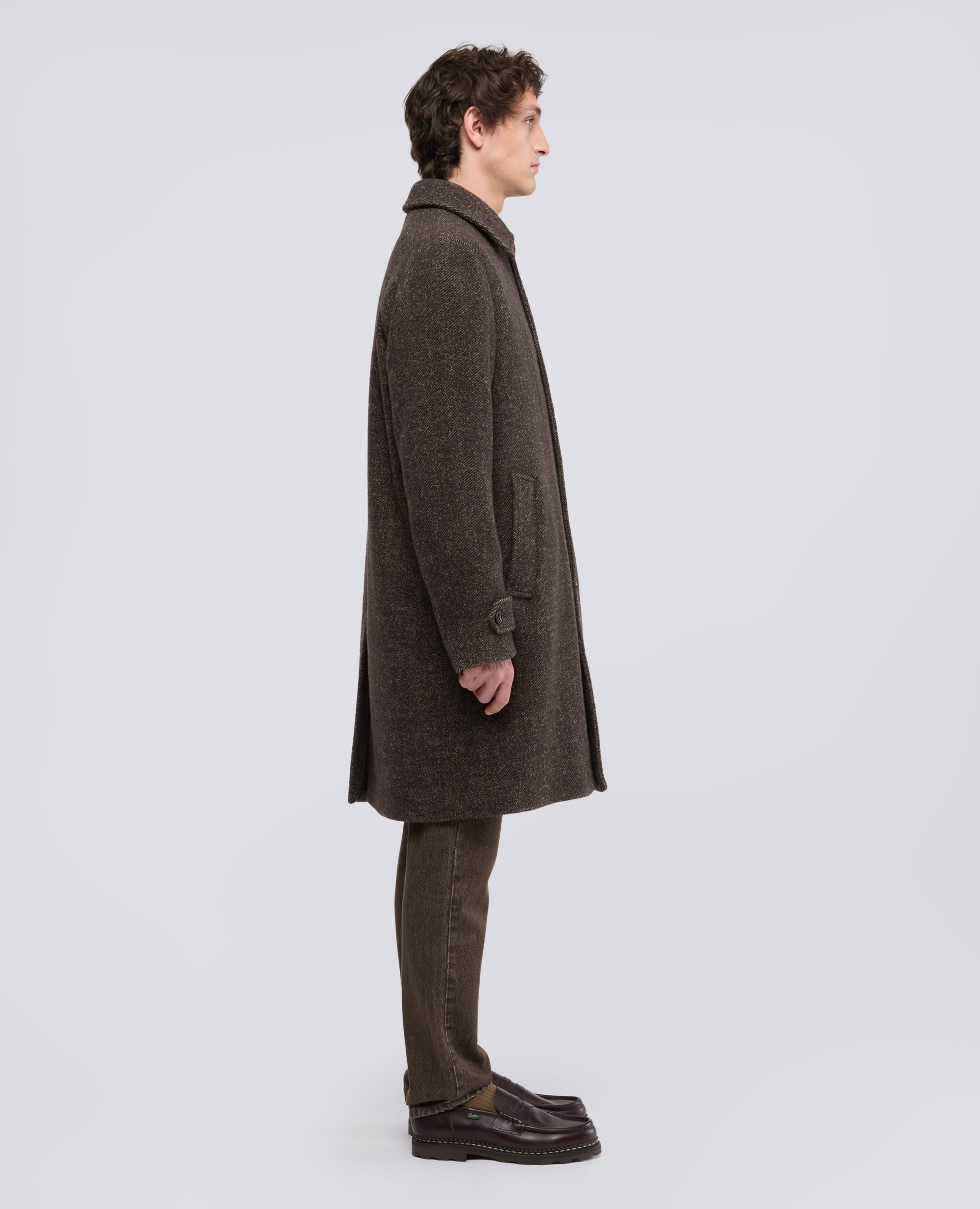 CAPPOTTO IN LANA GARZATA BOUCLE - MARRONE - ASPESI