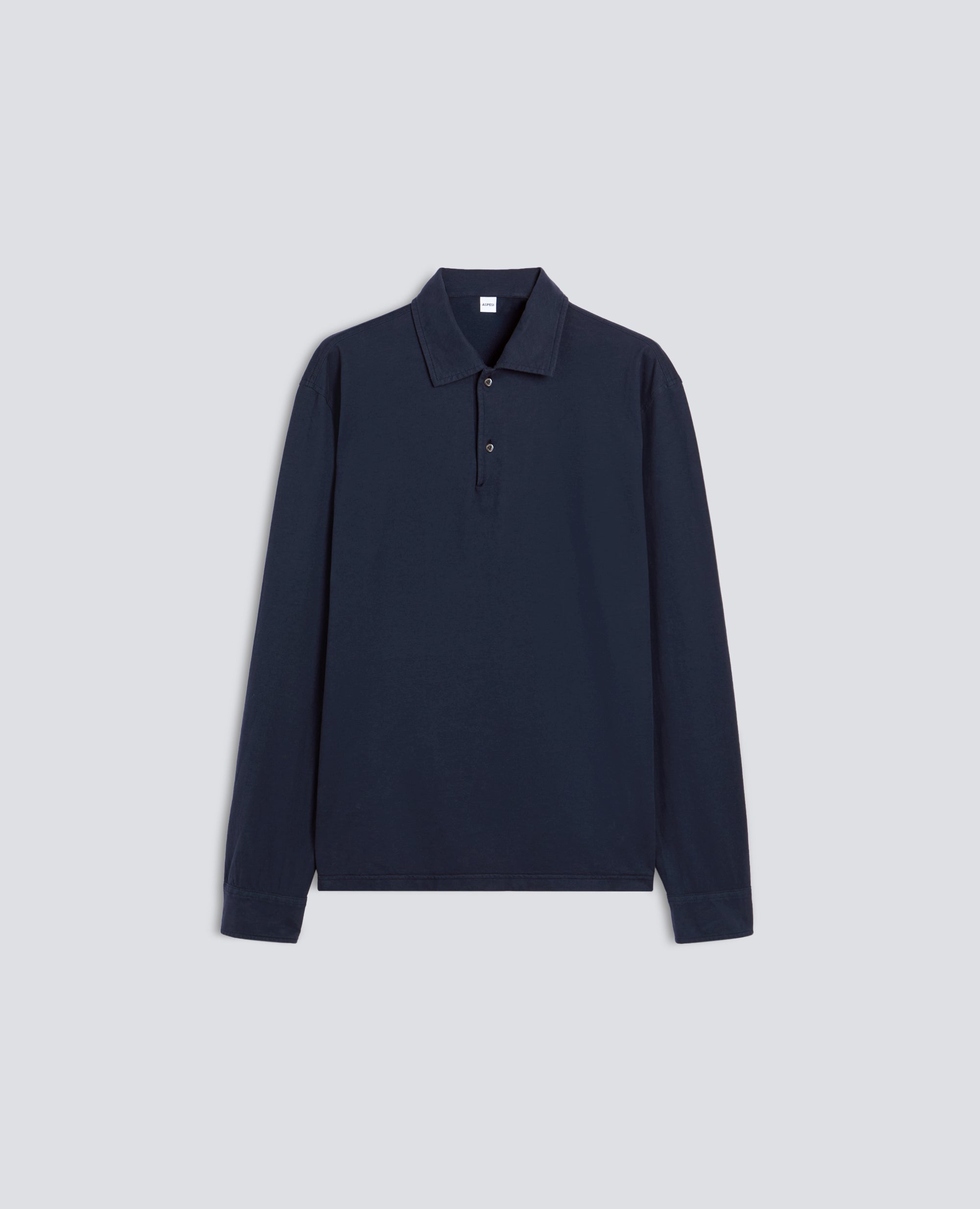 POLO IN JERSEY DI COTONE PEACHTOUCH, TINTO CAPO - NAVY - ASPESI