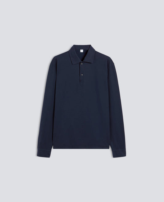 POLO IN JERSEY DI COTONE PEACHTOUCH, TINTO CAPO - NAVY