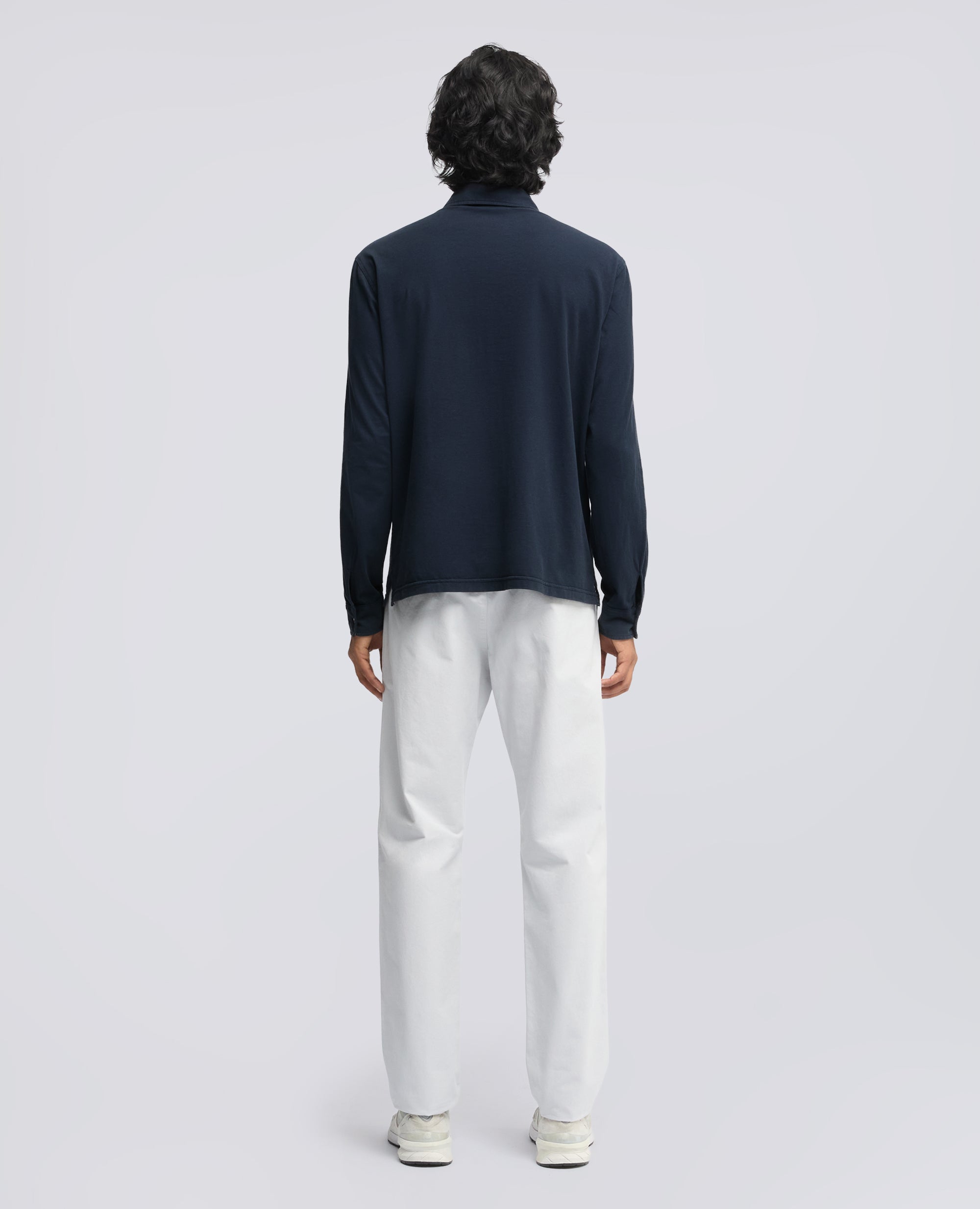 POLO IN JERSEY DI COTONE PEACHTOUCH, TINTO CAPO - NAVY - ASPESI
