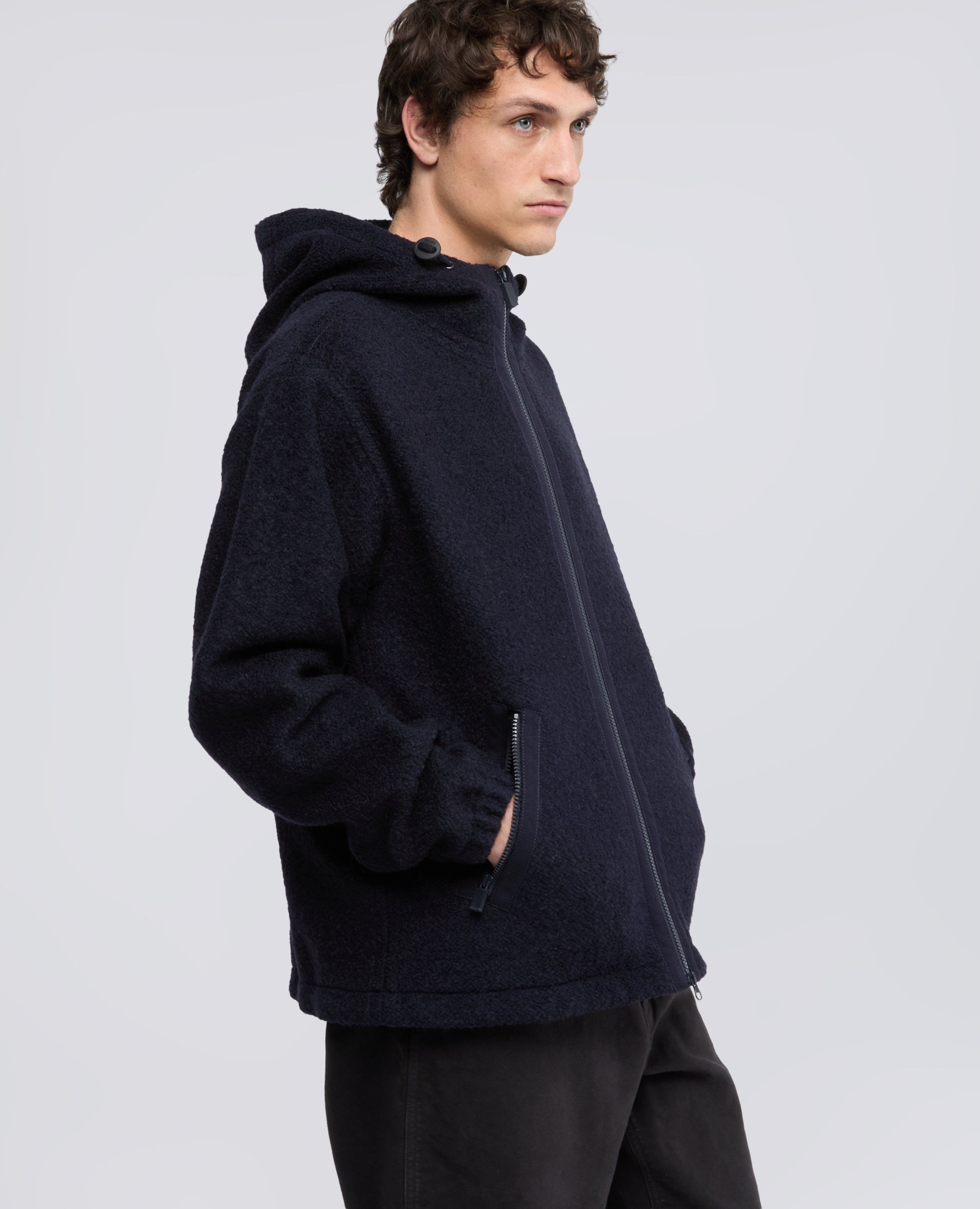 SWEAT-SHIRT EN LAINE MELANGEE A CAPUCHE - BLEU - ASPESI