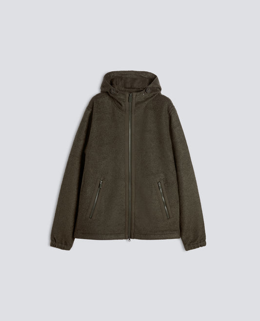 SUDADERA DE MEZCLA DE LANA CON CAPUCHA - VERDE - ASPESI