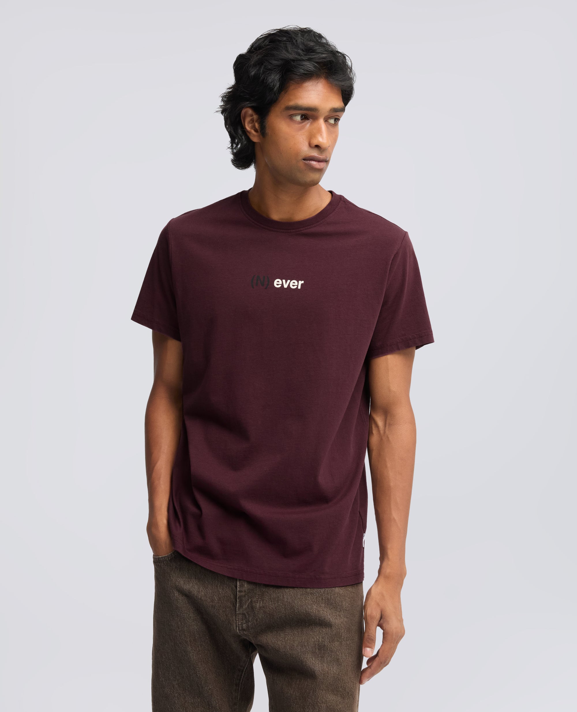 T-SHIRT IN JERSEY DI COTONE CON STAMPA -NEVER- - BORDO - ASPESI