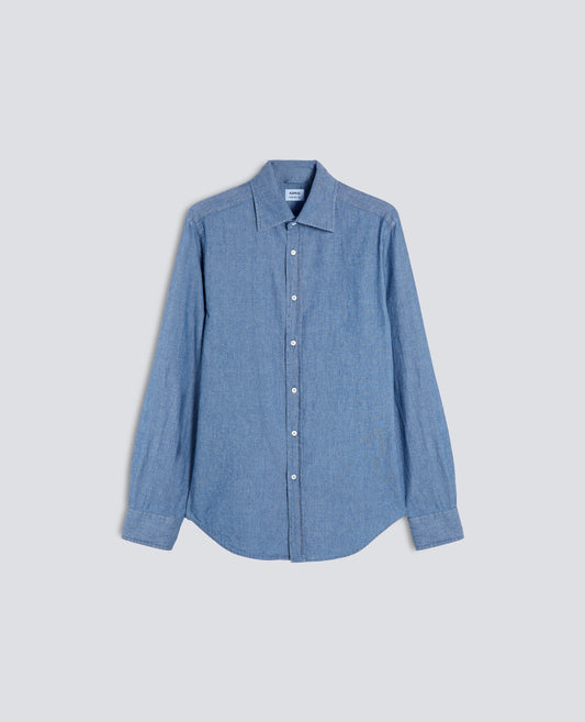 CAMICIA IN CHAMBRAY DI COTONE GIAPPONESE - DENIM MEDIO
