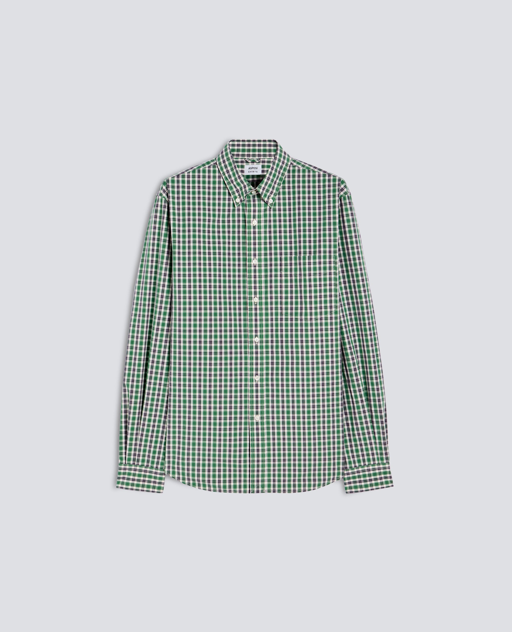 CAMICIA IN COTONE OXFORD CON COLLO BUTTON DOWN - VERDE - ASPESI
