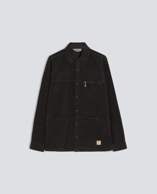 GARMENT-DYED UNLINED 500-WALE COTTON CORDUROY SHIRT - BROWN - ASPESI
