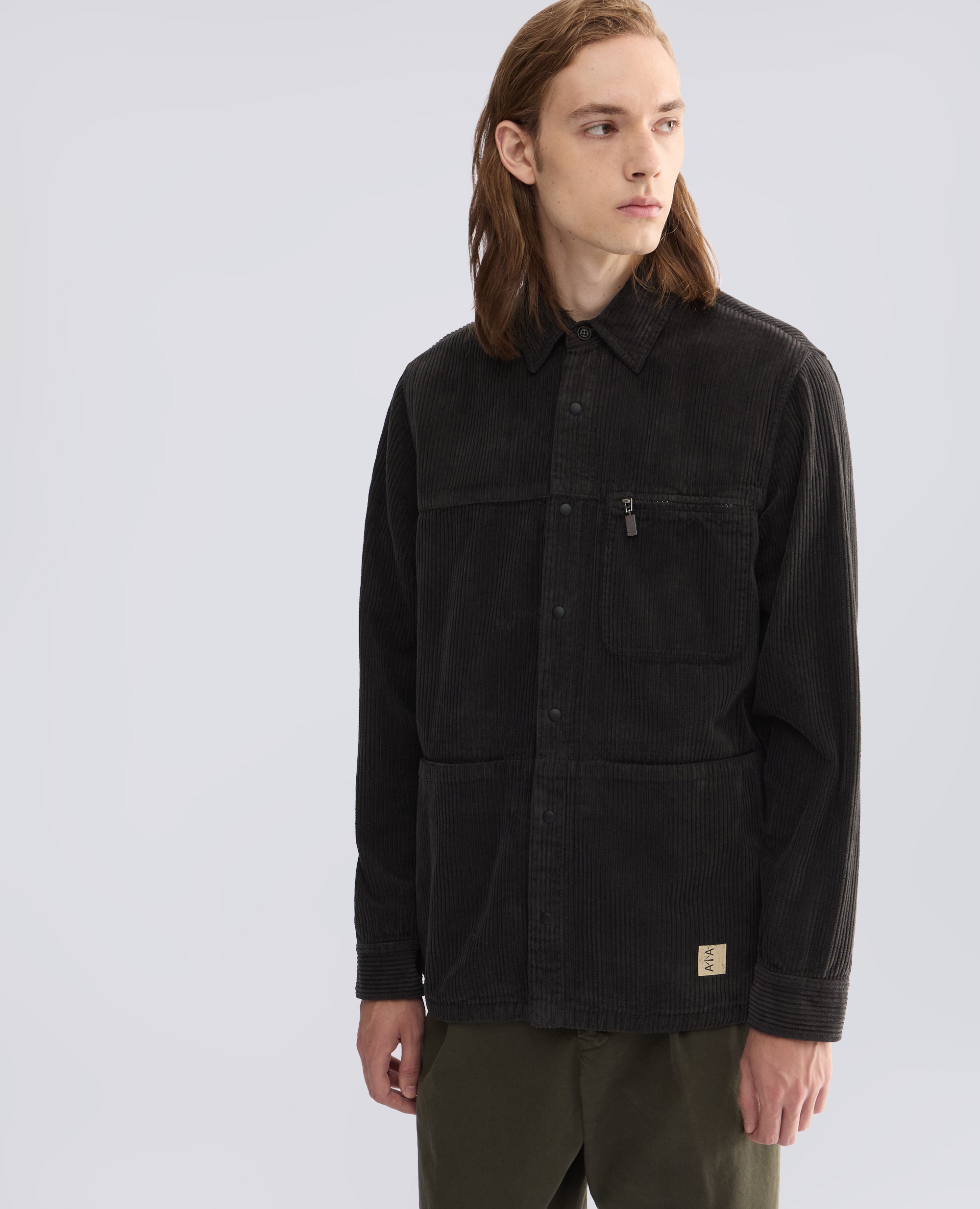 CAMICIA SFODERATA IN VELLUTO DI COTONE A COSTE 500 RIGHE TINTO CAPO - MARRONE - ASPESI
