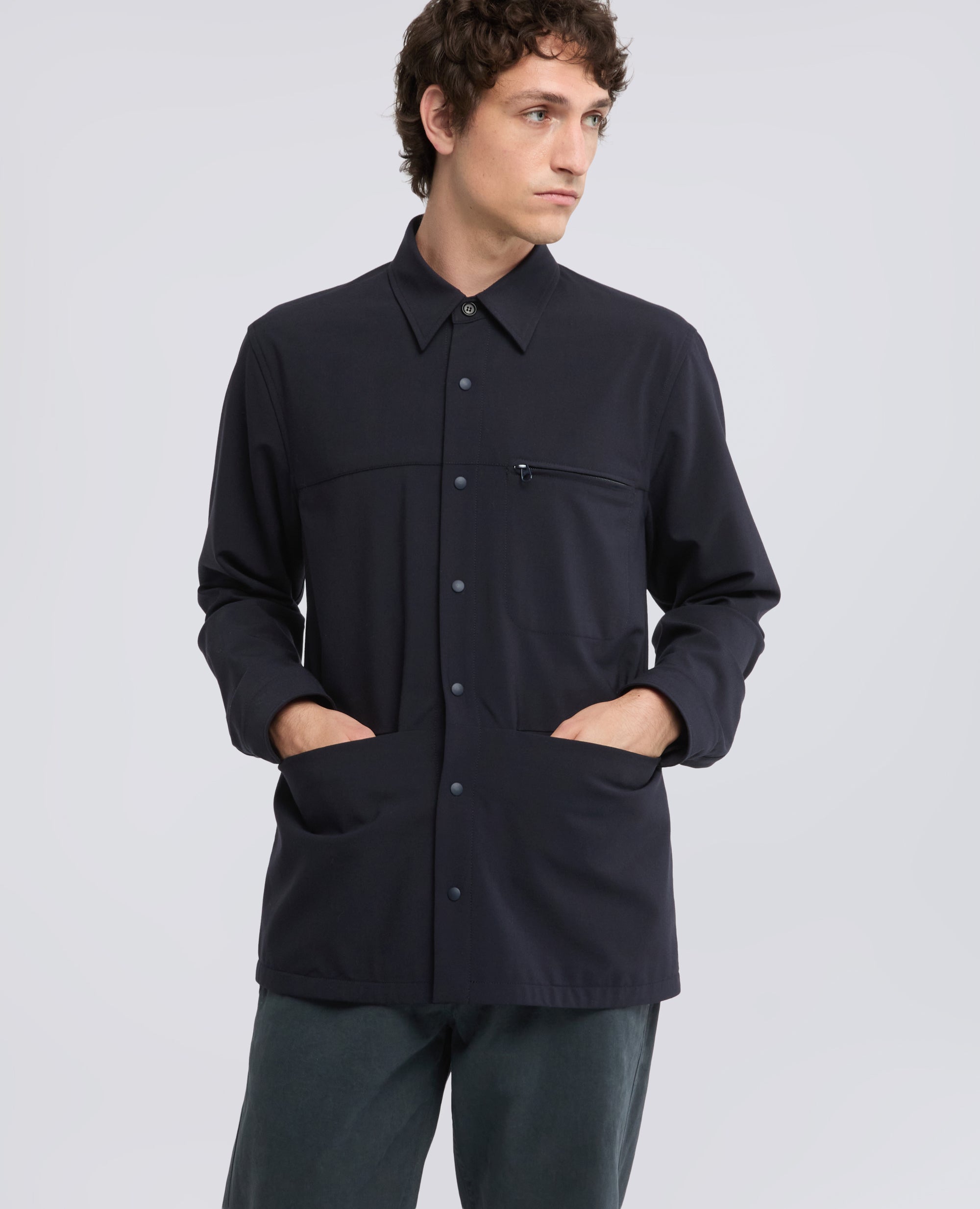 CAMICIA SFODERATA IN FLANELLA TECNOLANA COMFORT - AZUL - ASPESI