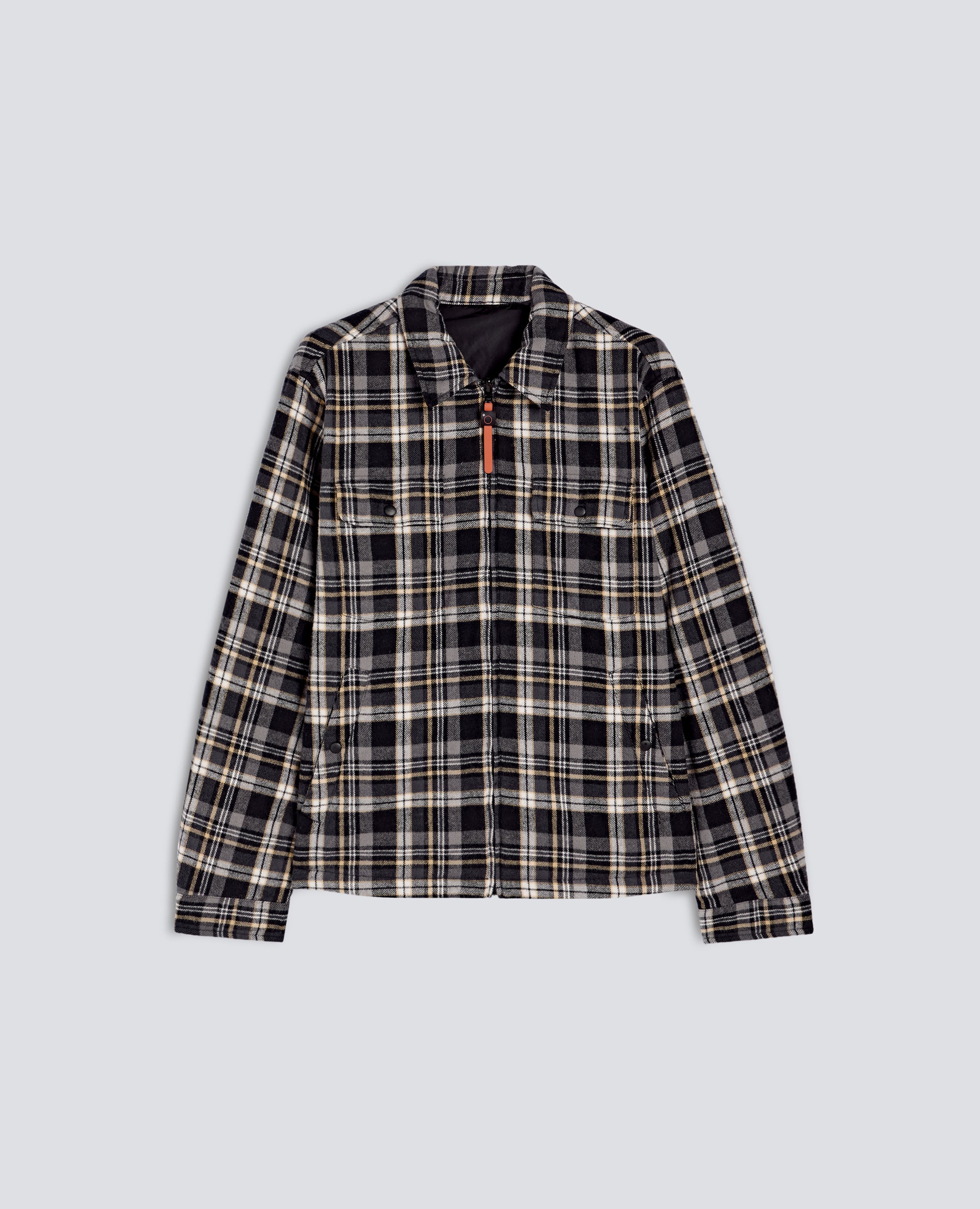 CAMICIA IN FLANELLA CHECK DI COTONE GARZATA FODERATA IN NYLON, REVESIBILE - MULTICOLOR - ASPESI