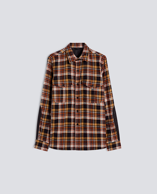 BRUSHED COTTON CHECK FLANNEL SHIRT - BROWN - ASPESI