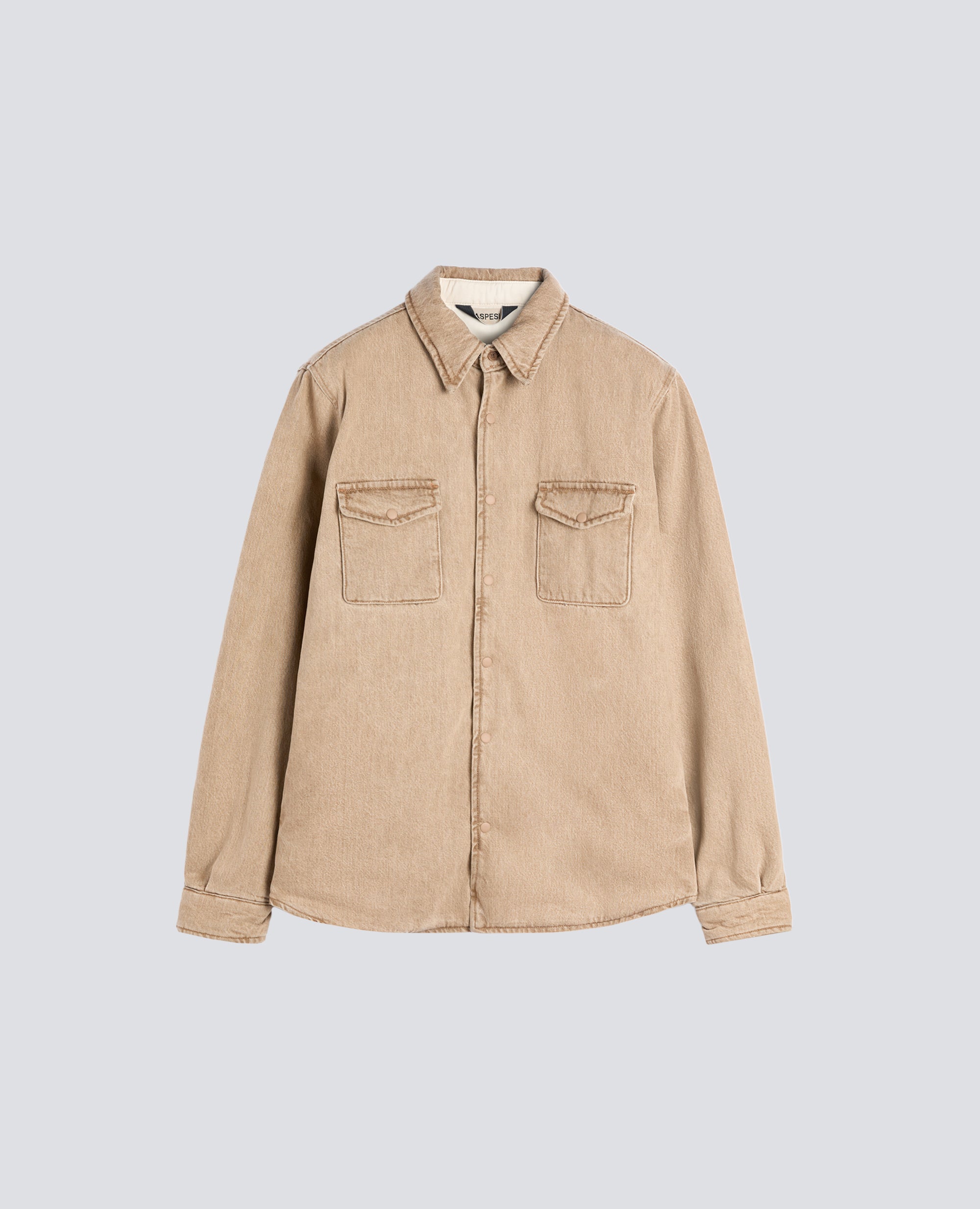 CAMICIA IN DENIM DI COTONE IMBOTTITA CON OVATTA LEGGERA - BEIGE - ASPESI