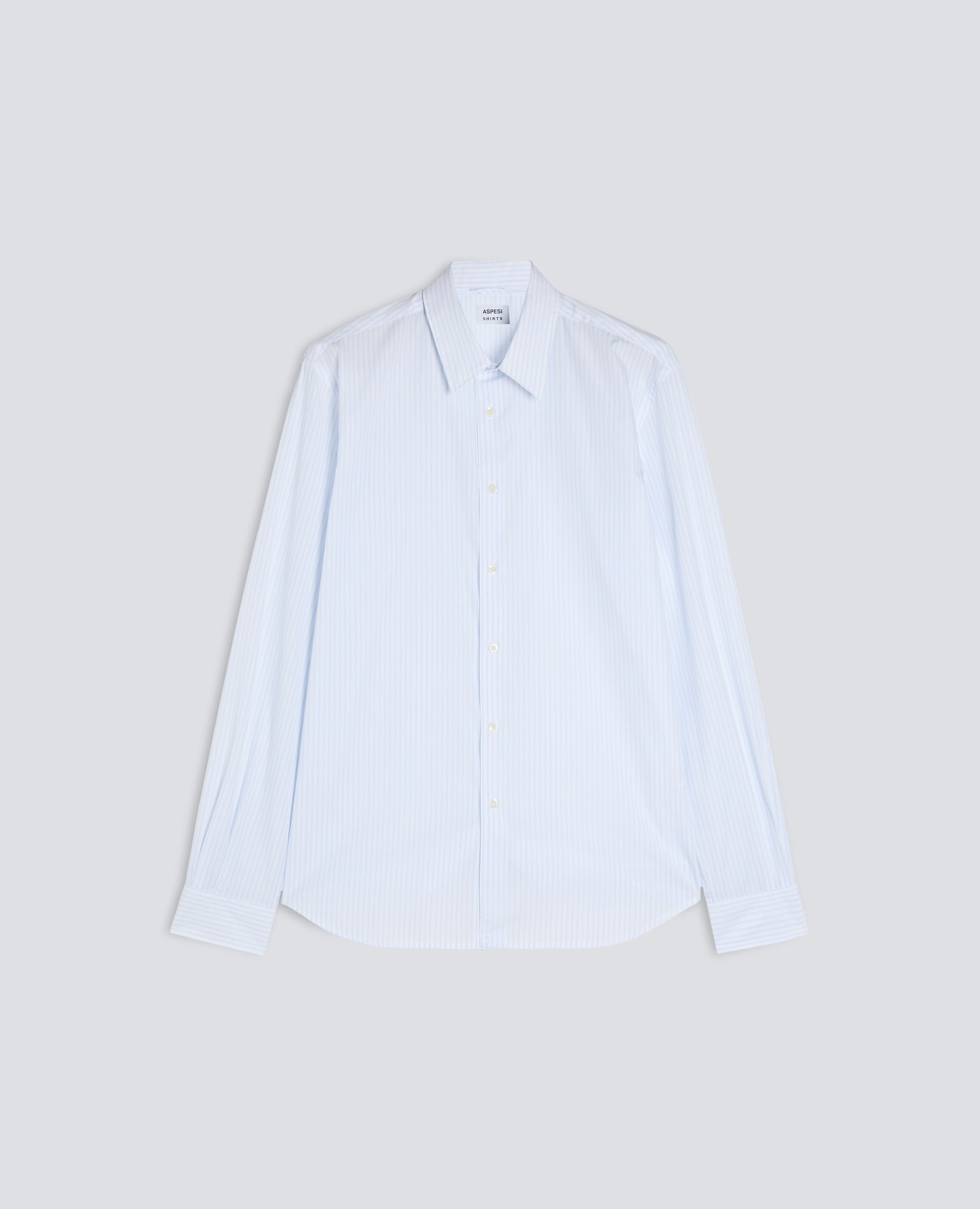 CAMICIA IN POPELINE DI COTONE RIGATO - AZZURRO - ASPESI