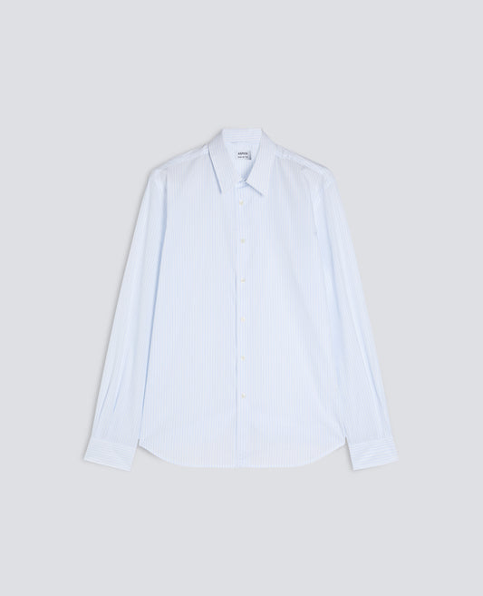 CAMISA DE POPELIN DE ALGODON A RAYAS - AZUL - ASPESI